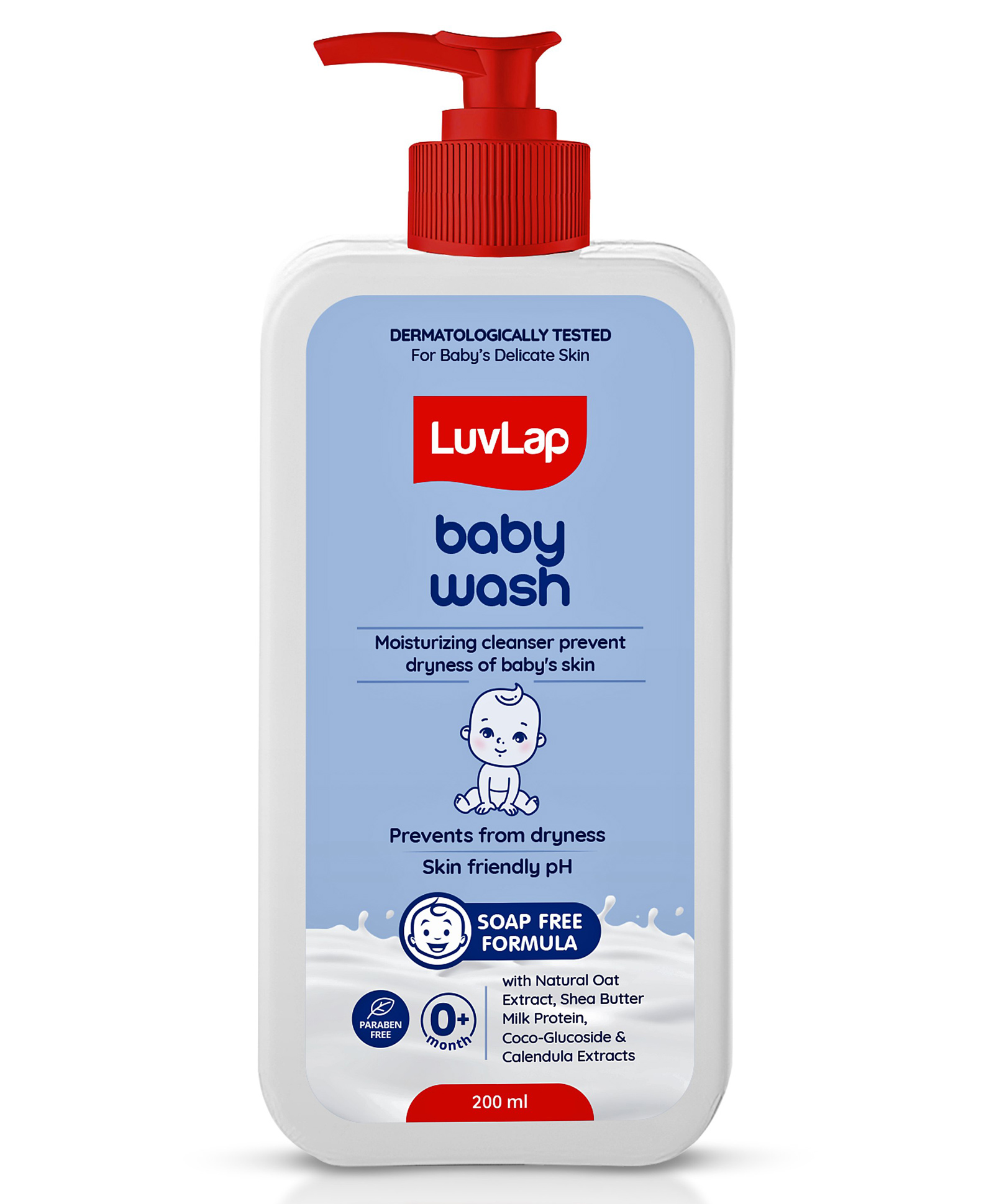 LuvLap Baby Wash with Milk Protein Oatmeal & Shea Butter | PH Balanced Tear Free Formula for Sensitive Skin - 200 ml-picture-23