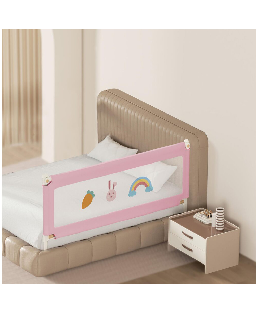 Kids Station Foldable Bed Rail Guard for Kids & Toddlers 1 Side, Pink (180 x 80 cm) Adjustable Height, Baby Safety Fence for King Size Bed (6ft, Basic)-picture-14