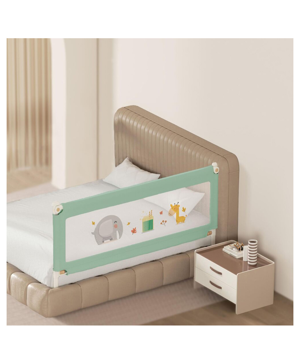 Kids Station Foldable Bed Rail Guard for Kids & Toddlers 1 Side, Green (192 x 80 cm) Adjustable Height, Baby Safety Fence for King Size Bed (6.3ft, Basic)-image-34