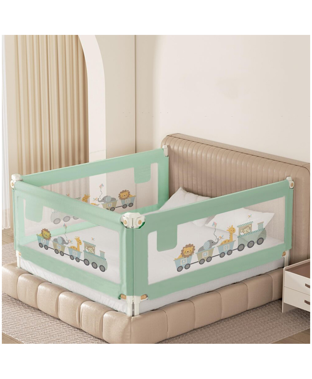Kids Station Baby Bed Safety Rail with storage pocket Green, 3 Sides (200 x 150 cm / 6.6ft x 5ft) Foldable Bed Guard for Infant & Toddler Sleep Safety, Patently Crafted-picture-17