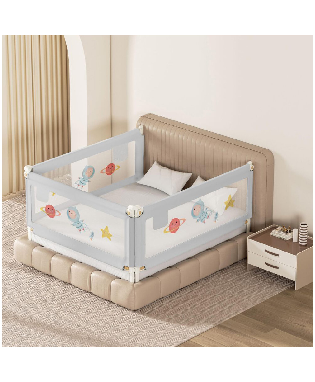 Kids Station 3-Side Bed Rail for Baby Safety Grey (192 x 180 cm) Full Coverage Foldable Guard with Pocket, Adjustable Height, Uniquely Crafted for King Size Bed (6.3ft x 6ft)-picture-27