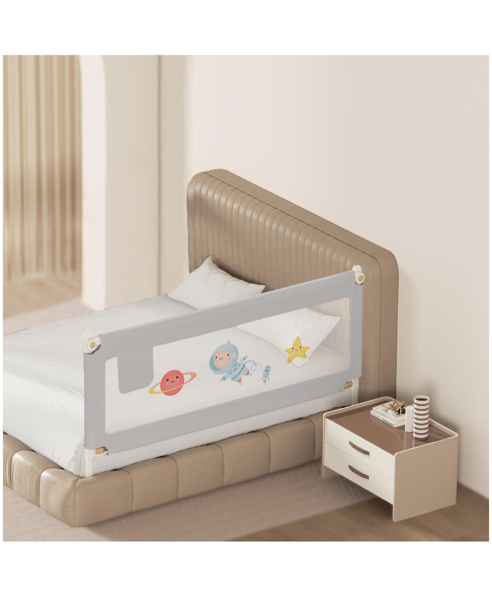 Kids Station Adjustable Bed Safety Rail 1 Side, Grey (150 x 80 cm) Foldable Guard Rail with Storage Pocket for Toddlers, Innovative Patent Design for King Size Bed (5ft)-picture-17