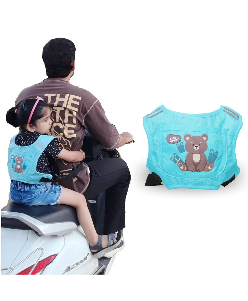 Kids Station Child Motorbike Safety Belt Light Blue Adjustable Two-Wheeler Harness with Back Support for Kids Motorcycle Riding Belt for Boys & Girls-image-30
