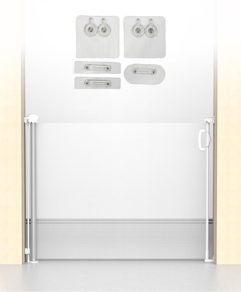 Kids Station Mesh Safety Gate for Stairs & Doors White (90 x 140 cm) Retractable Barrier with Auto-Close Feature & Glass-Compatible Mounting-image-37