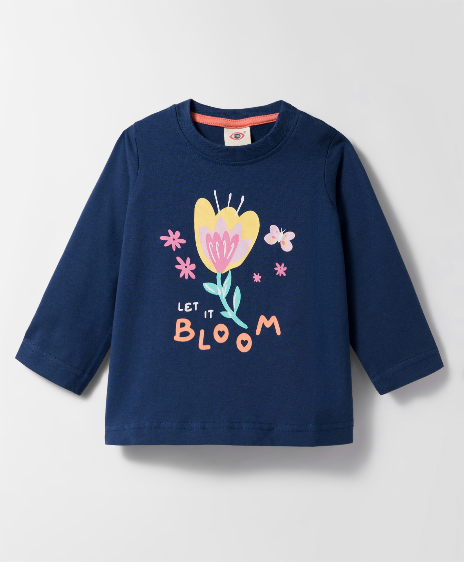 Zero Sinker Knit Full Sleeves T- Shirt with Floral Print - Navy Blue-picture-22