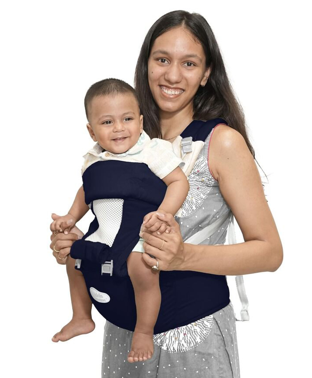 Kids Station All-in-One Baby Carrier with Hip Seat - 9 Carry Positions, Ventilation Window, 100% Cotton, No Polyester Adjustable Newborn to Toddler Carrier for 6-24 Months (Blue)-image-3