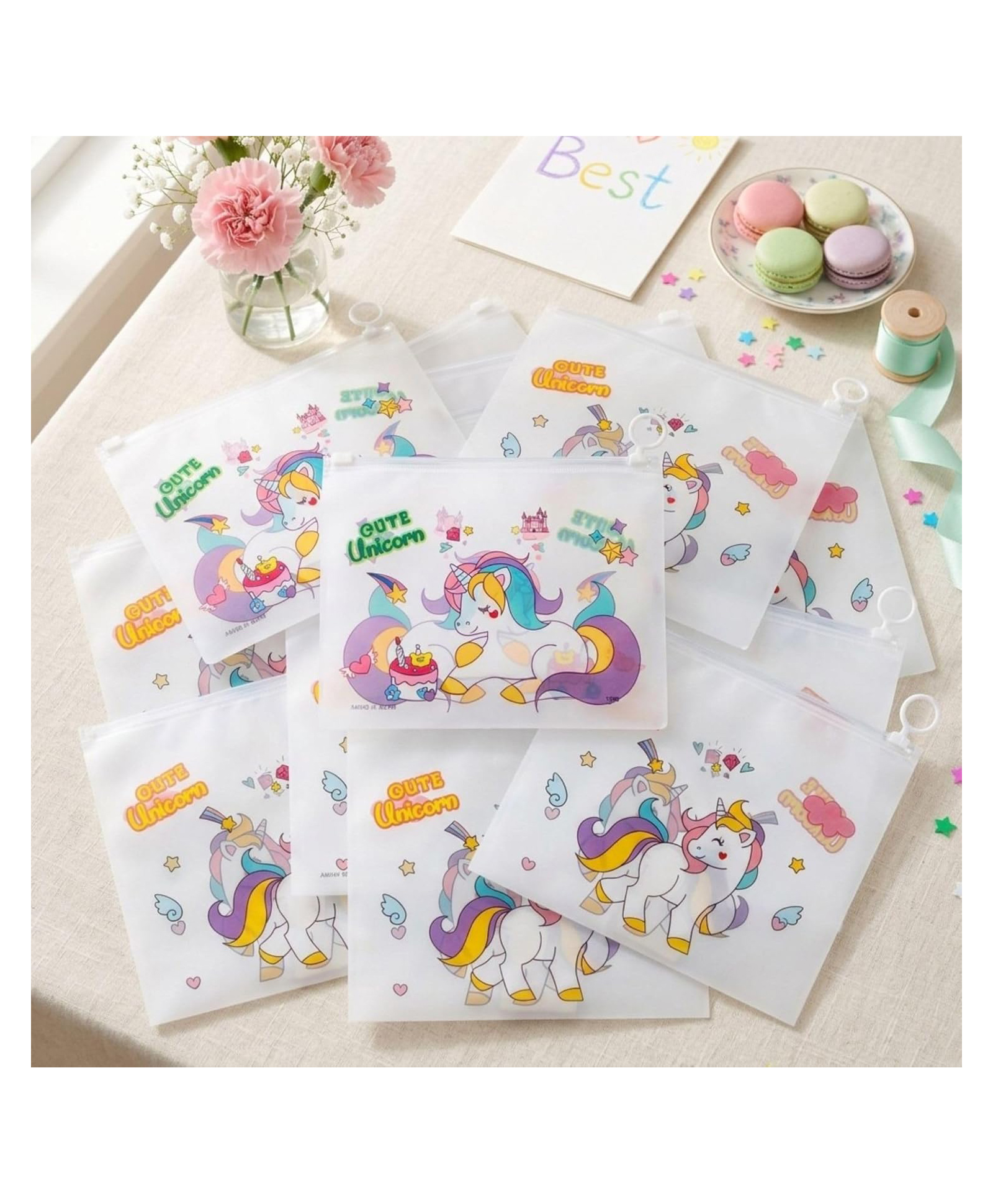 Birthday Popper Unicorn-Themed Zipper Pouches Set of 20 as Return Gift for Kids 21 x 17 cm Semi-Transparent Stationery Storage Pouch Ideal for Birthday Parties, School Supplies & Travel-image-18