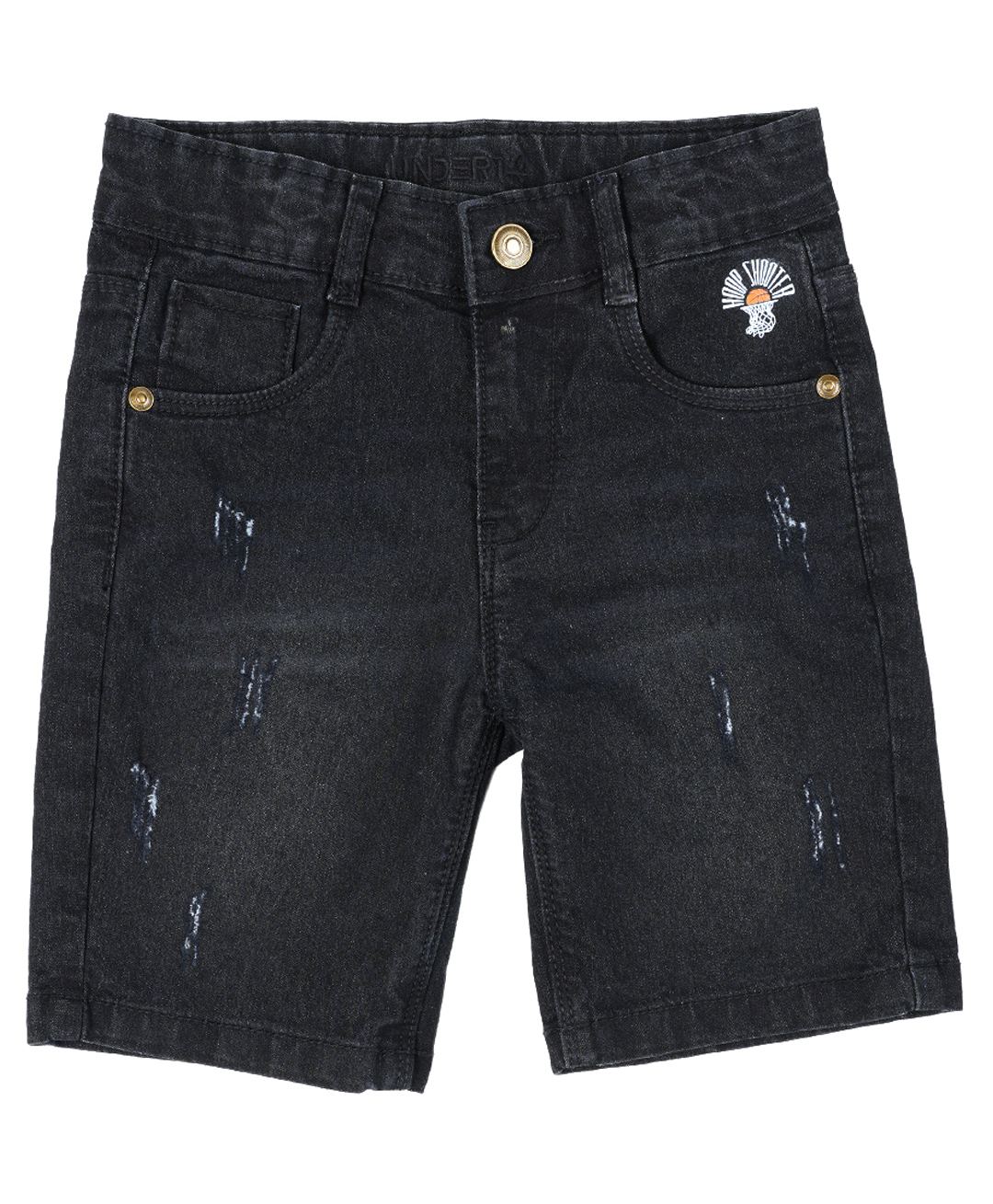 Under Fourteen Only Mild Washed & Distressed Shorts - Black-picture-24