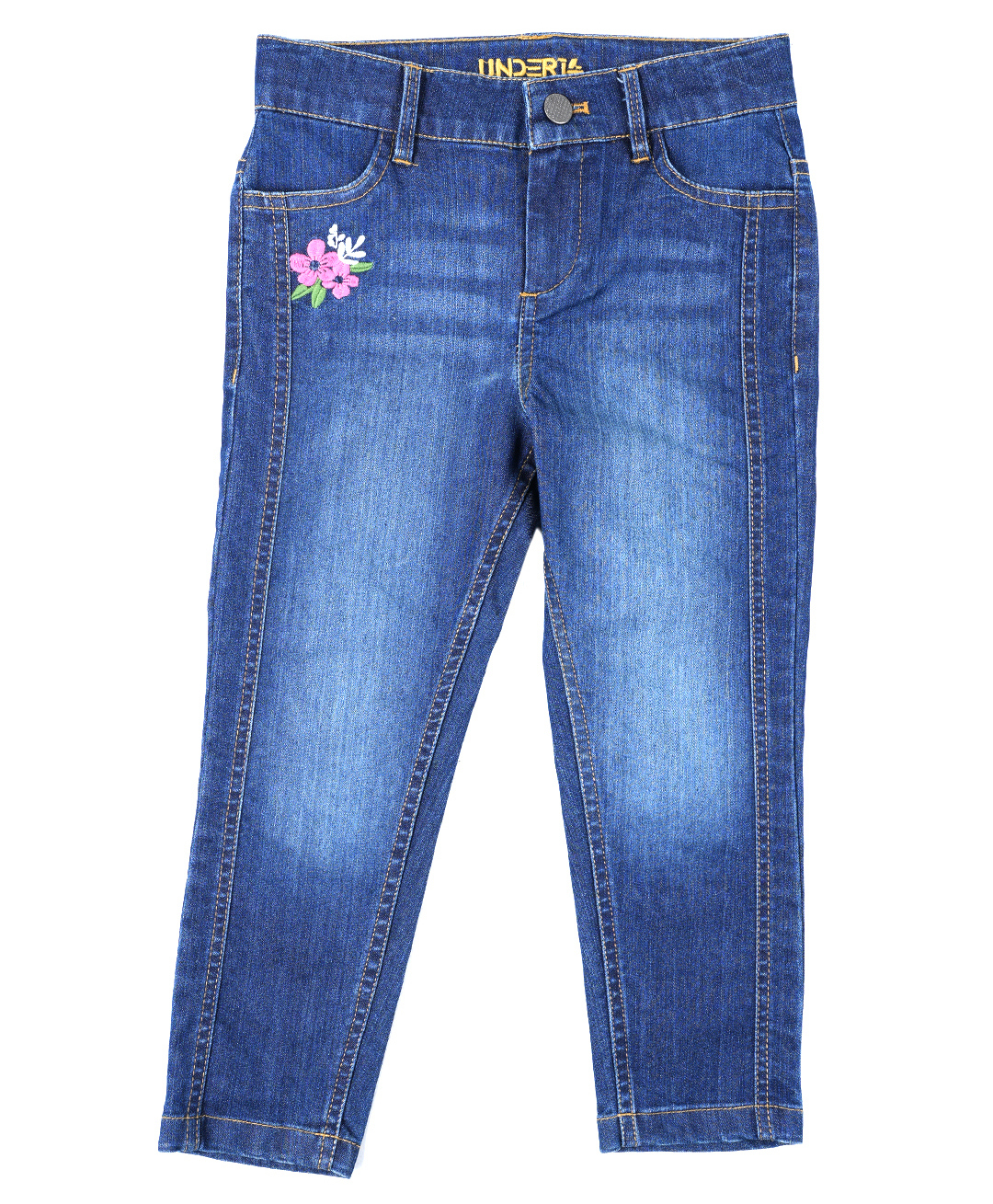 Under Fourteen Only Mild Washed & Floral Embroidered Jeans - Blue-picture-24
