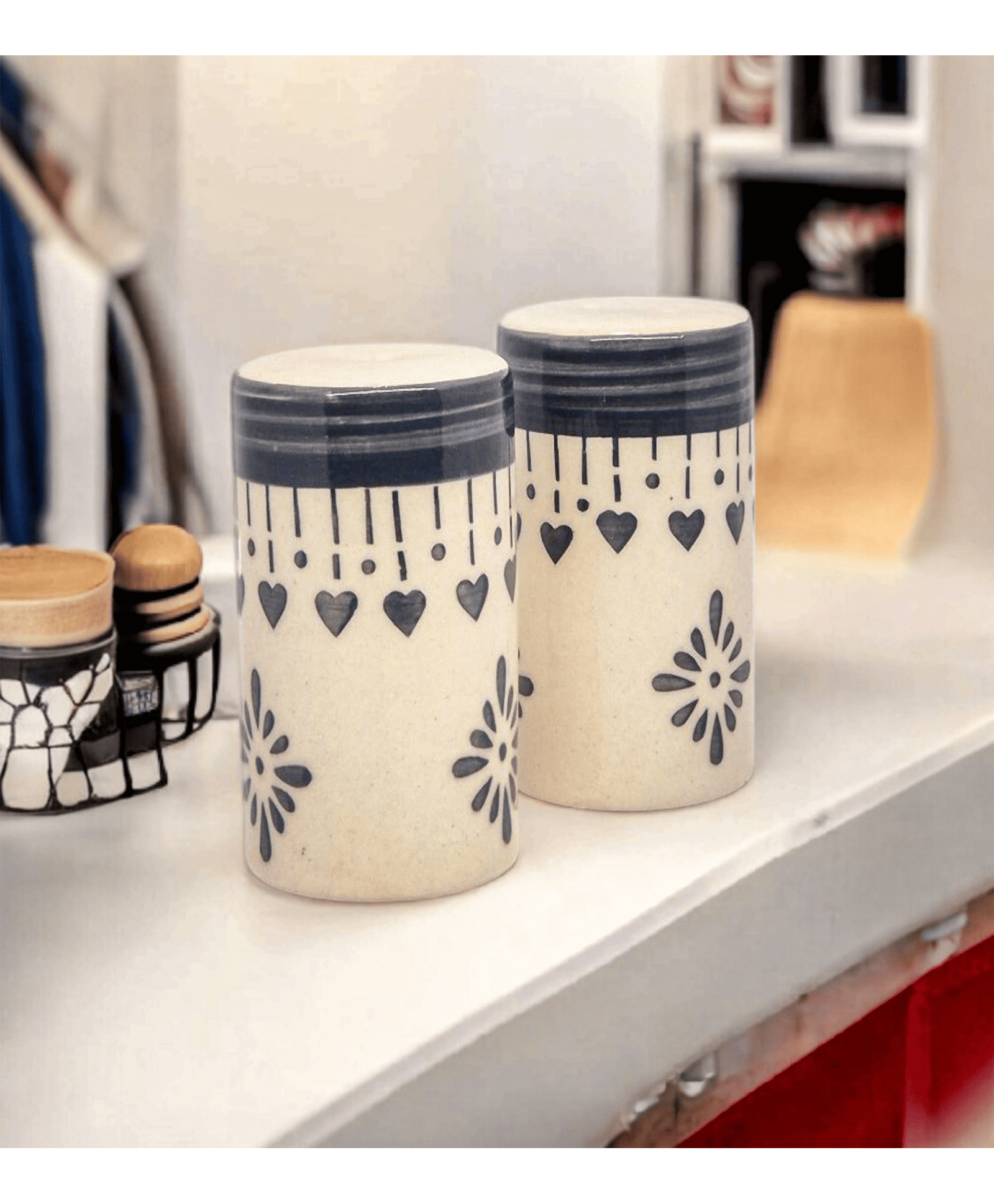 VOIDROP Ceramic Salt & Papper Set for Dining Table & Kitchen Salt and Pepper Shakers, Salt Pepper Dispenser, Container Home Cafe Office - 80 ml-image-17