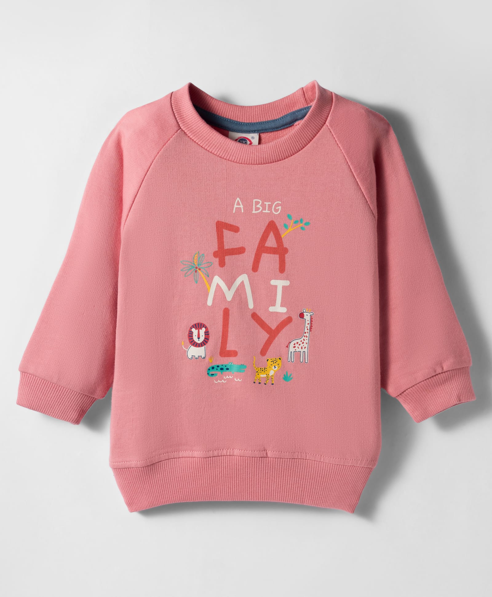 Zero Looper Knit Raglan Full Sleeves Animal Printed Sweatshirt - Pink-picture-15
