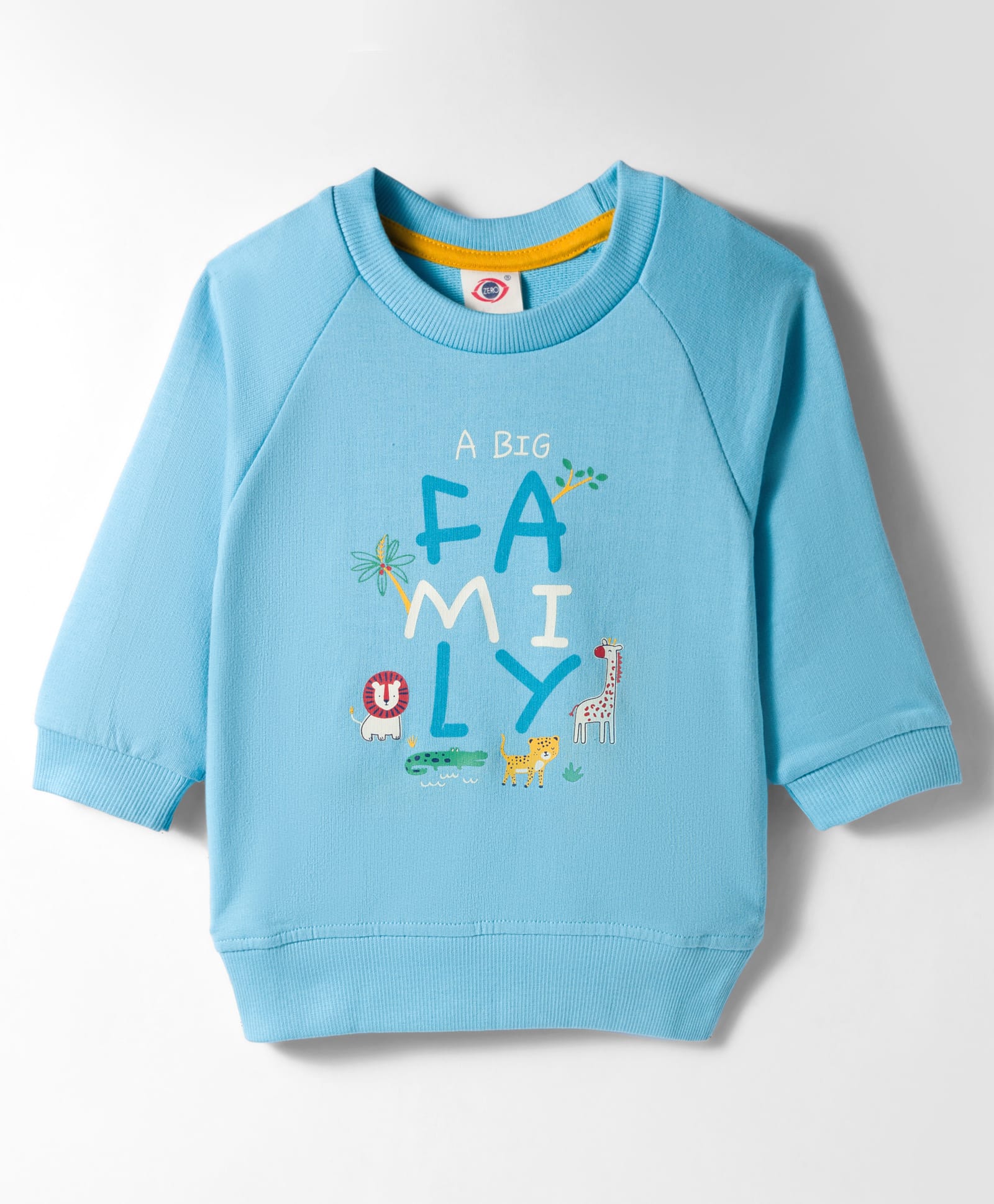 Zero Looper Knit Raglan Full Sleeves Animal Printed Sweatshirt - Turquoise-picture-21