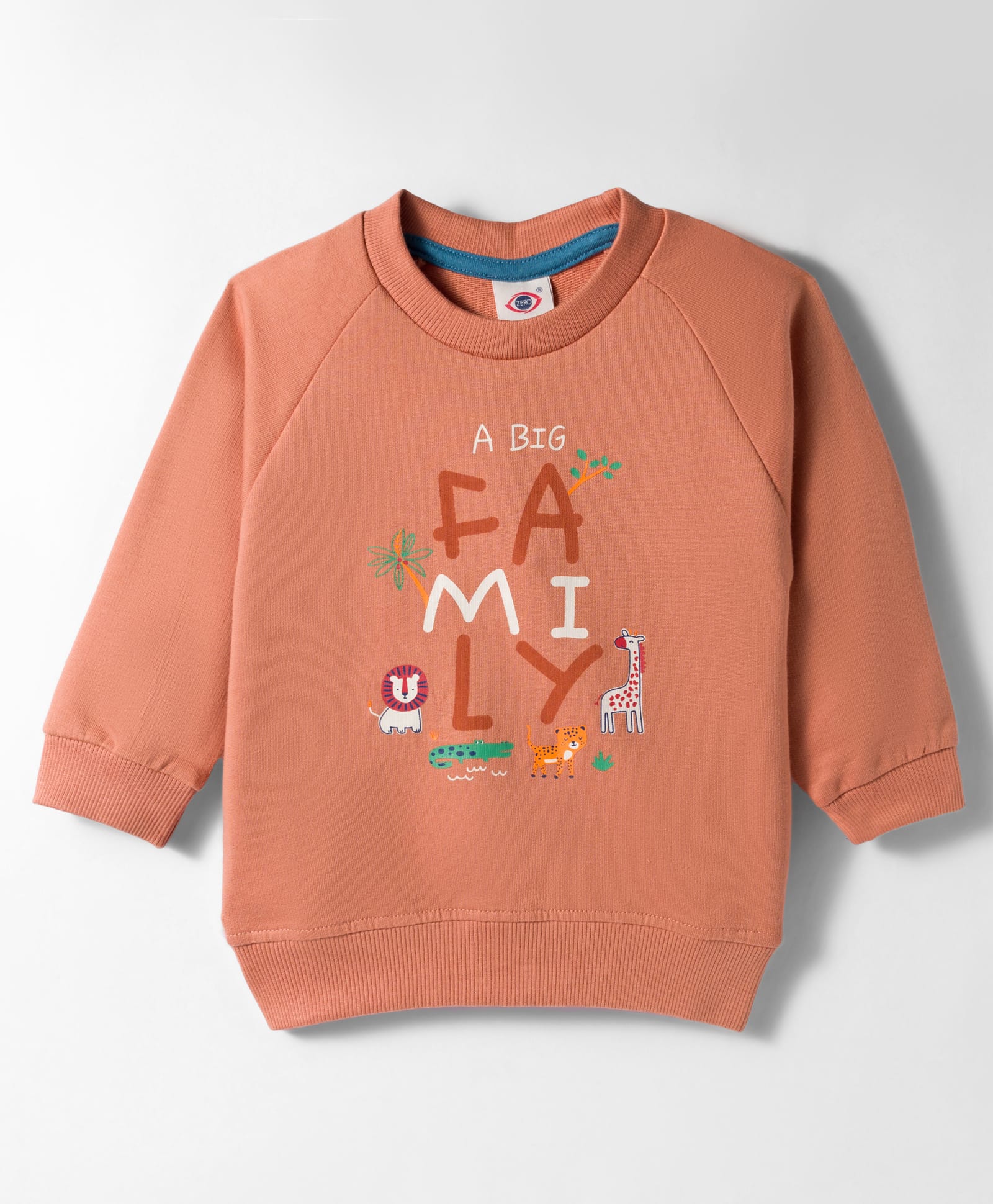 Zero Looper Knit Raglan Full Sleeves Animal Printed Sweatshirt - Rust Orange-image-27