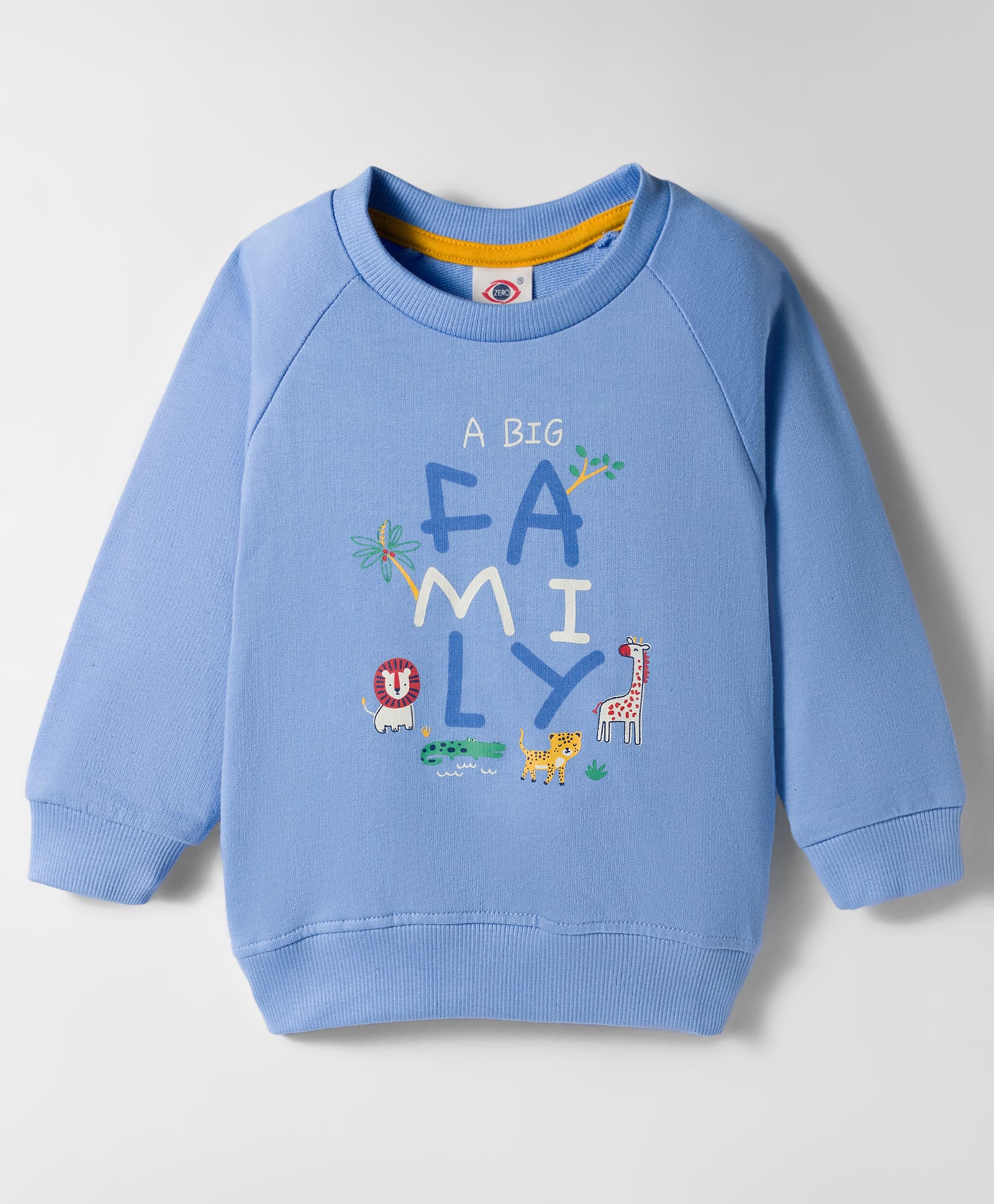 Zero Looper Knit Raglan Full Sleeves Animal Printed Sweatshirt - Light Blue-picture-18