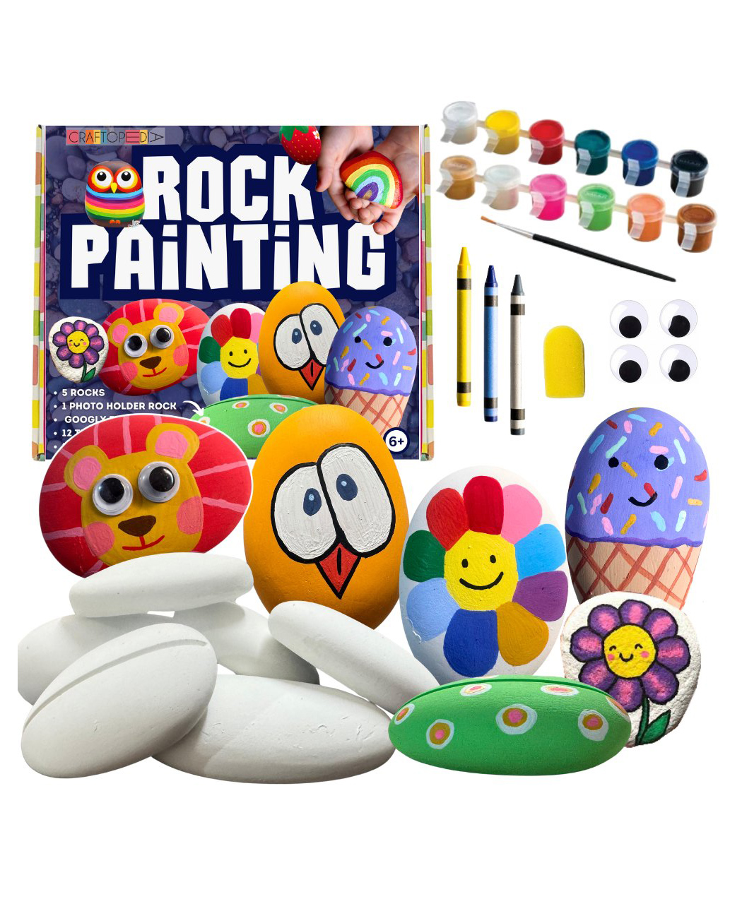 Craftopedia Rock Painting Kit with Photo Holder and Googly Eyes - Multicolor-image-25