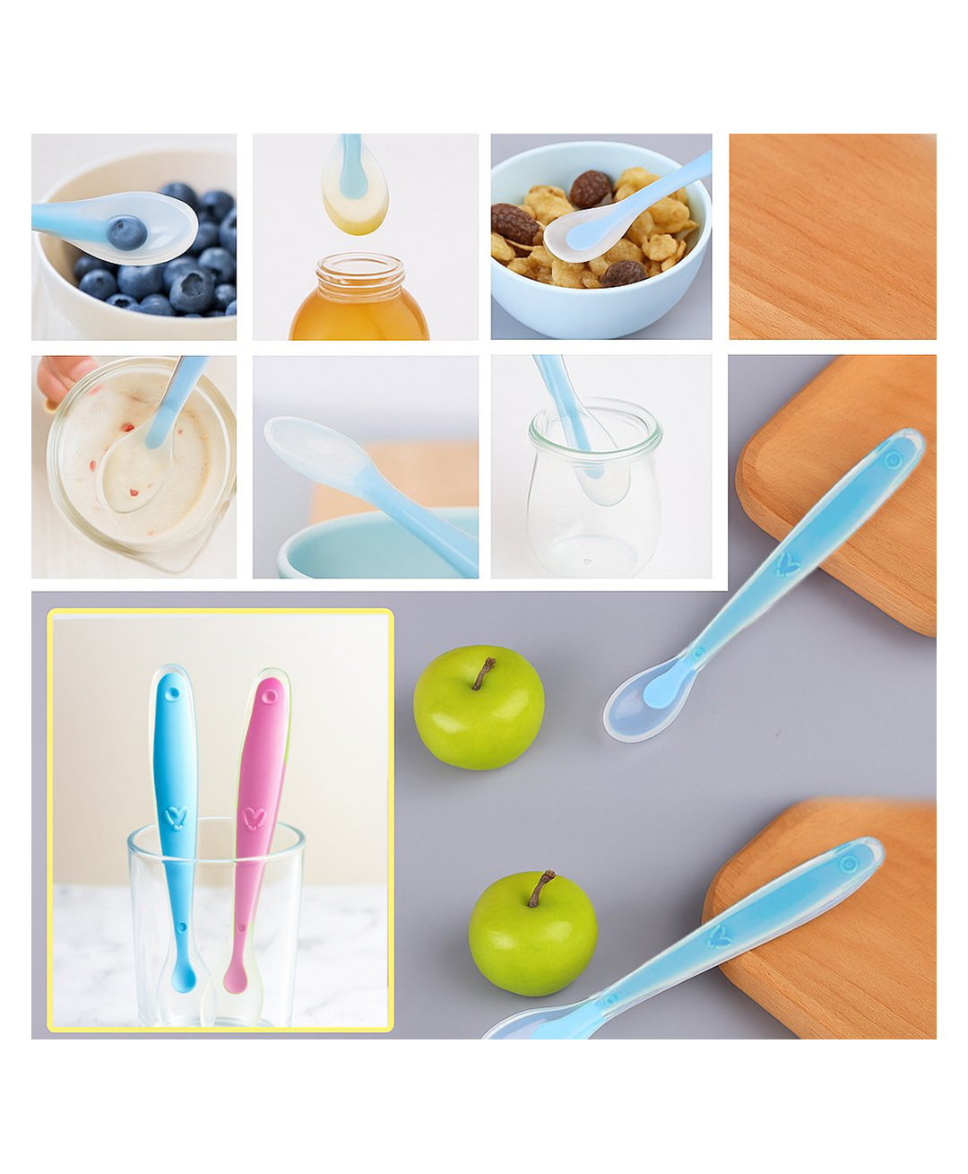 VParents Baby Feeding Spoon Set Of 2 With Ultra Supple 100% Silicone Tip,Bpa Free Material With Food Grade Silicone Tip,Self Feeding Utensil,Baby Weaning Spoon For Kids 4 Months+ (Multicolour)-image-42