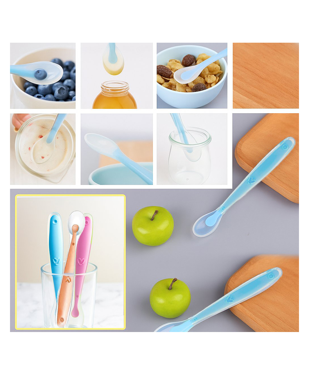 VParents Baby Feeding Spoon Set Of 3 With Ultra Supple 100% Silicone Tip,Bpa Free Material With Food Grade Silicone Tip,Self Feeding Utensil,Baby Weaning Spoon For Kids 4 Months+ (Multicolour)-image-41