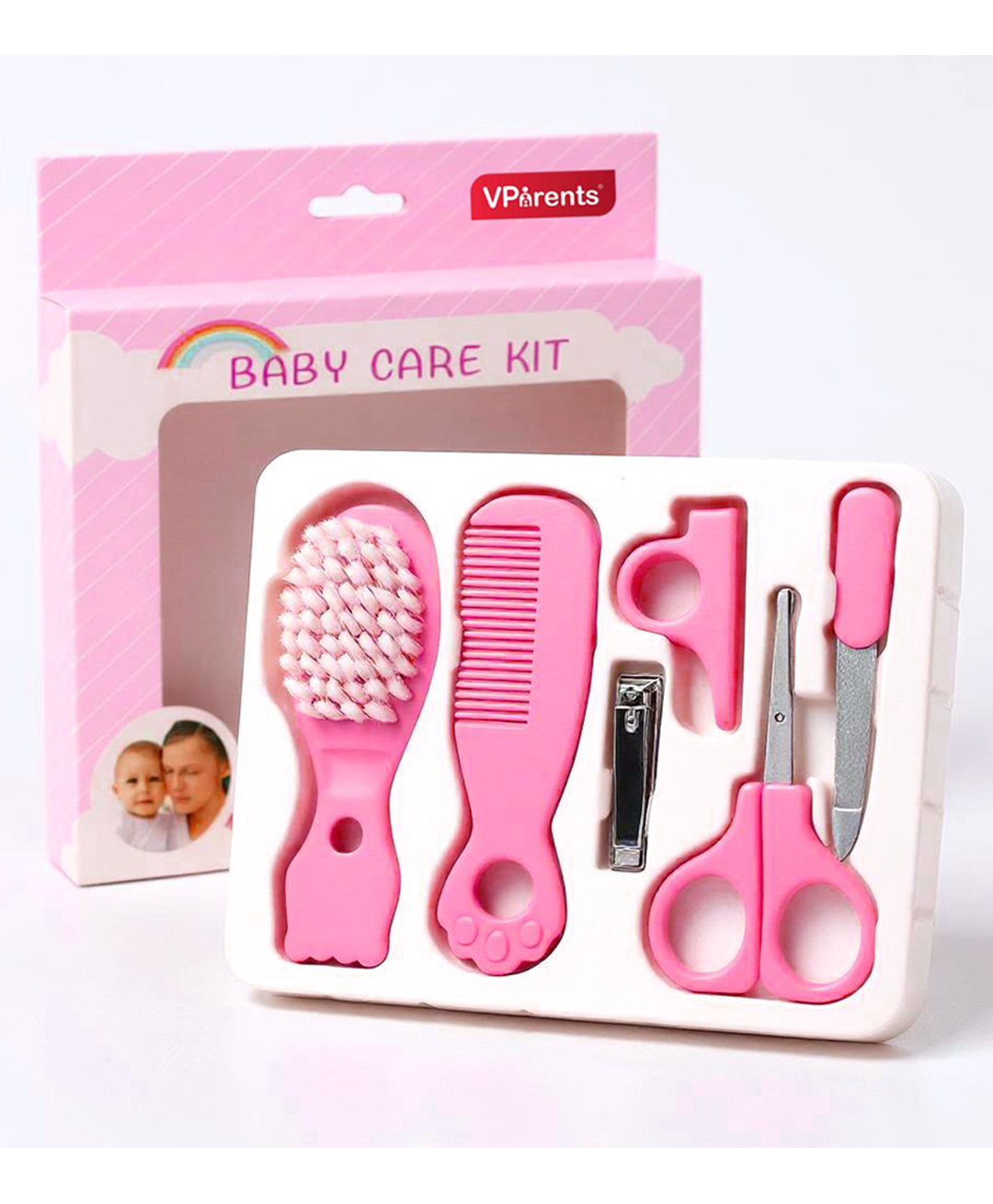 VParents Baby 5in1 new born baby Grooming Kit Set,nail Cutter, Scissor, Filer, hair brush, hair comb Baby Grooming Kit for New Born Baby, Baby Nail Cutter,5pcs (Pink)-picture-35