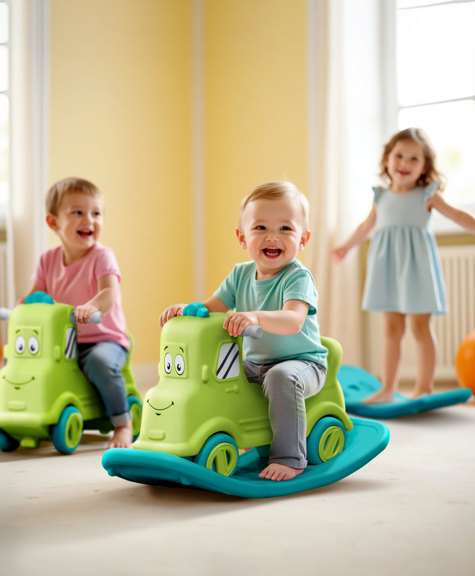 3 in 1 Baby Rocker & Ride on Toy Car for Kids - Green| Manual Push Ride| Balancing Board| Anti Slip Handle| Rocking Chair for Toddlers| Indoor Outdoor Rocker for Babies 1-3 Years-image-16