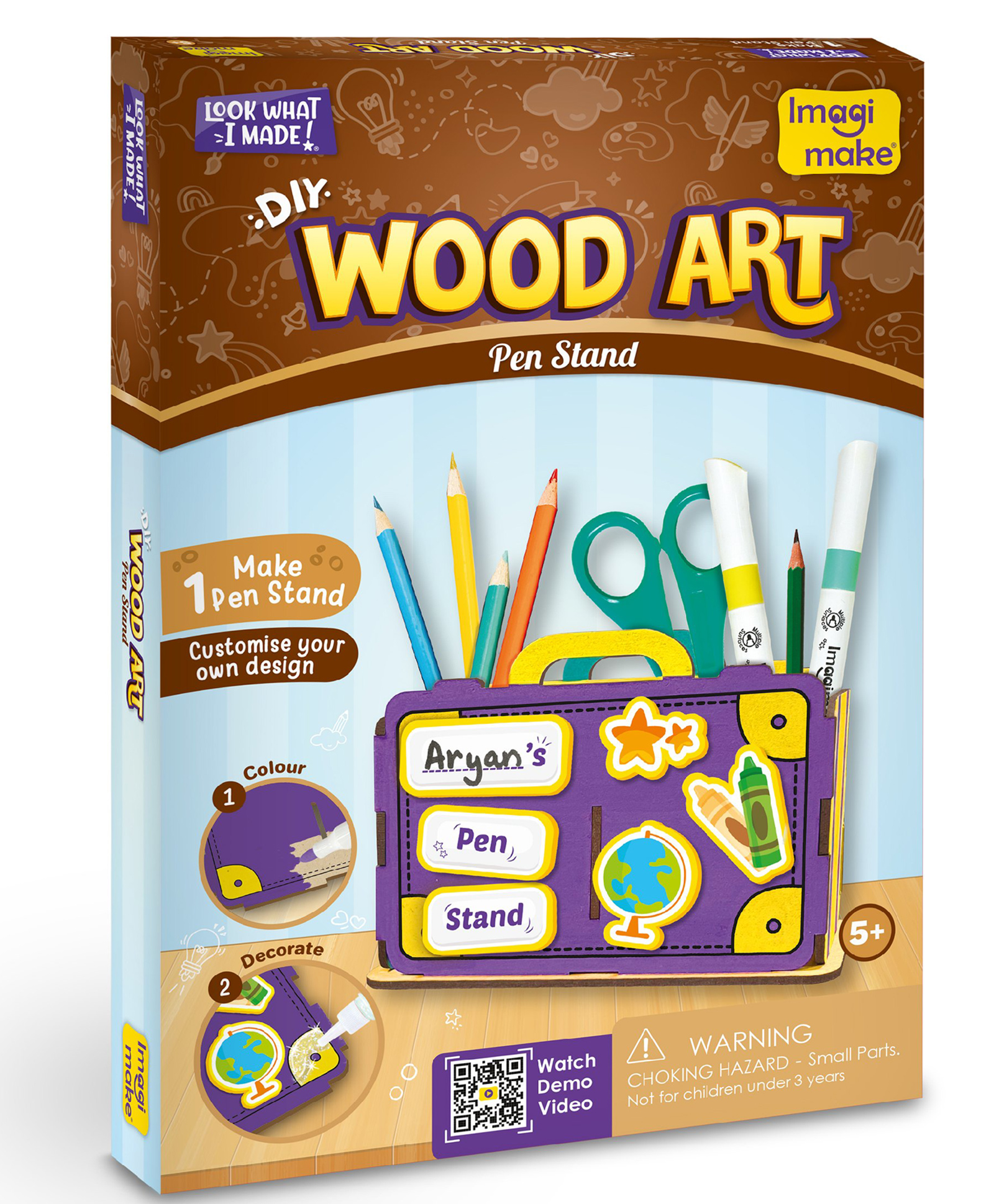 Imagimake DIY Wood Art Pen Stand | Make Customized Wooden Pen Stand