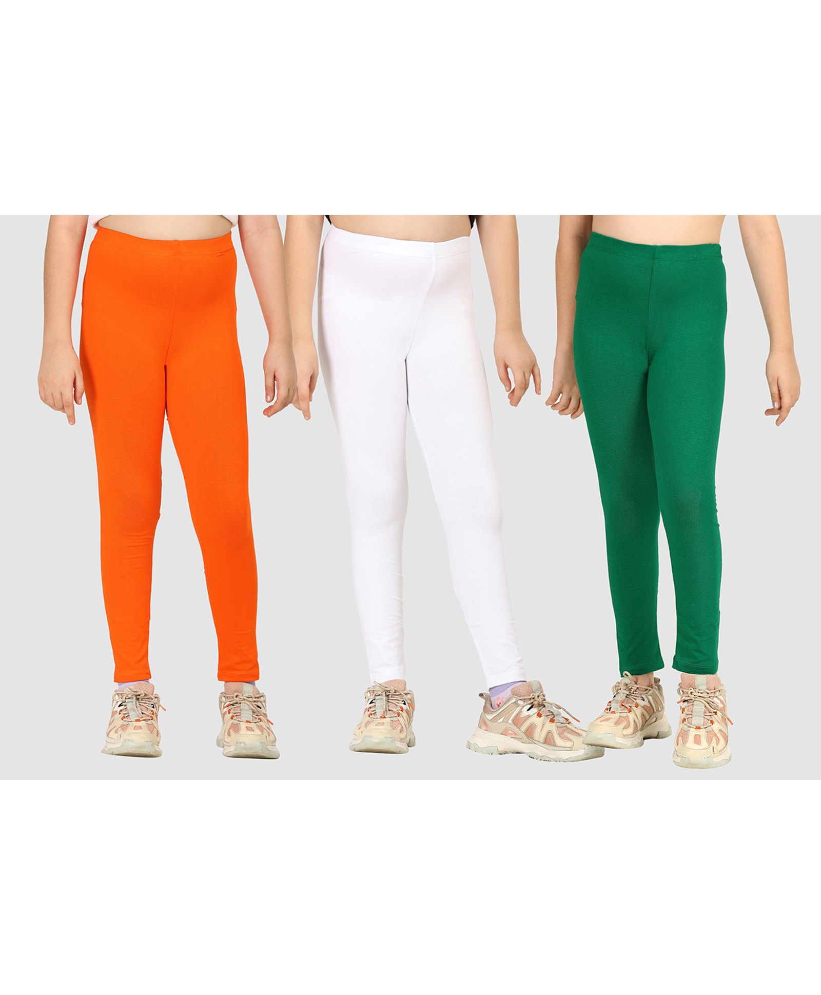 Zion Cotton Lycra Knit Pack Of 3 Solid Leggings - Multi Colour-picture-12