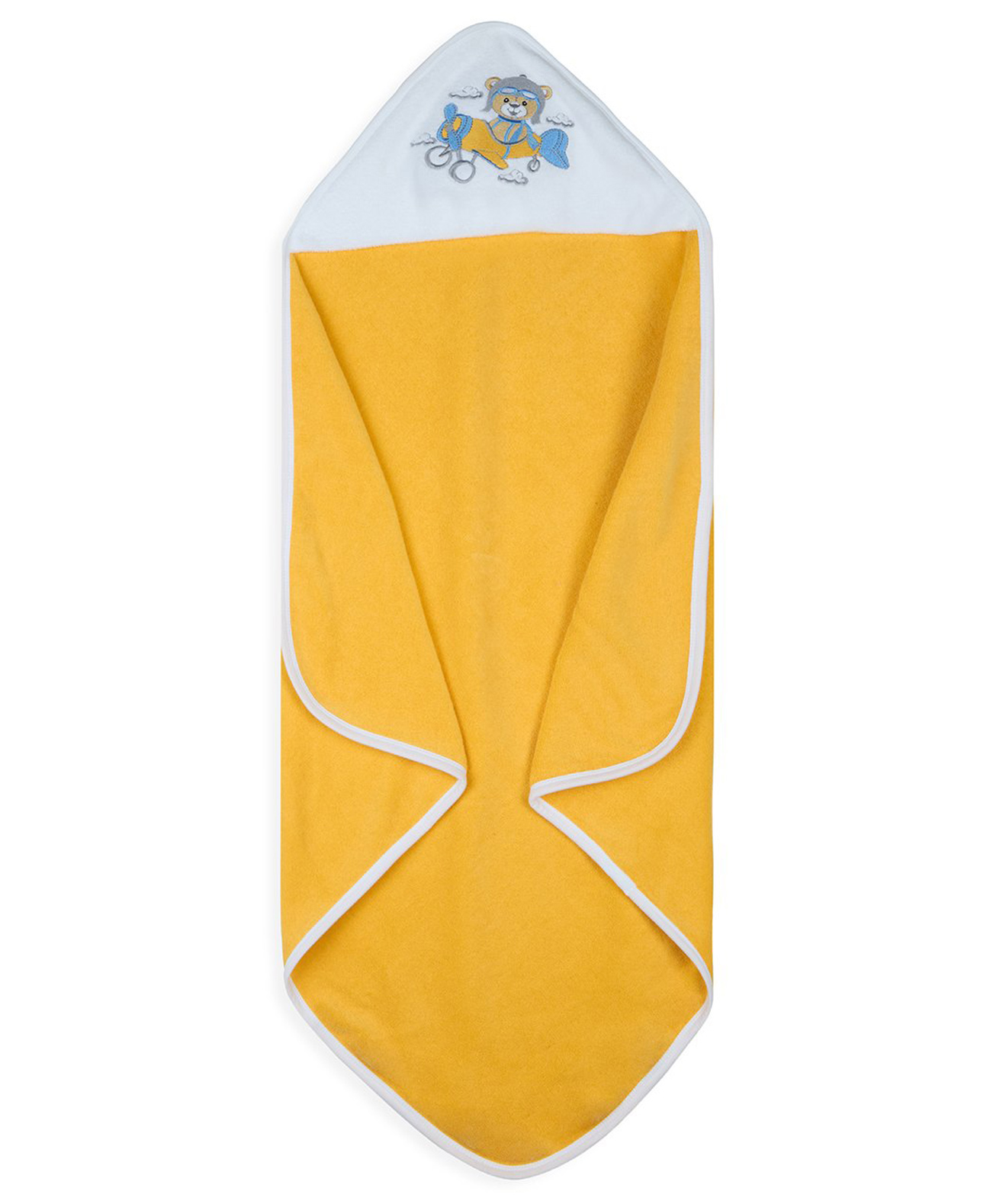 My Milestones 100% Cotton Premium Hooded Towel with Aviator Benny Embroidery L 76 X B 76 cm - Cream-picture-18