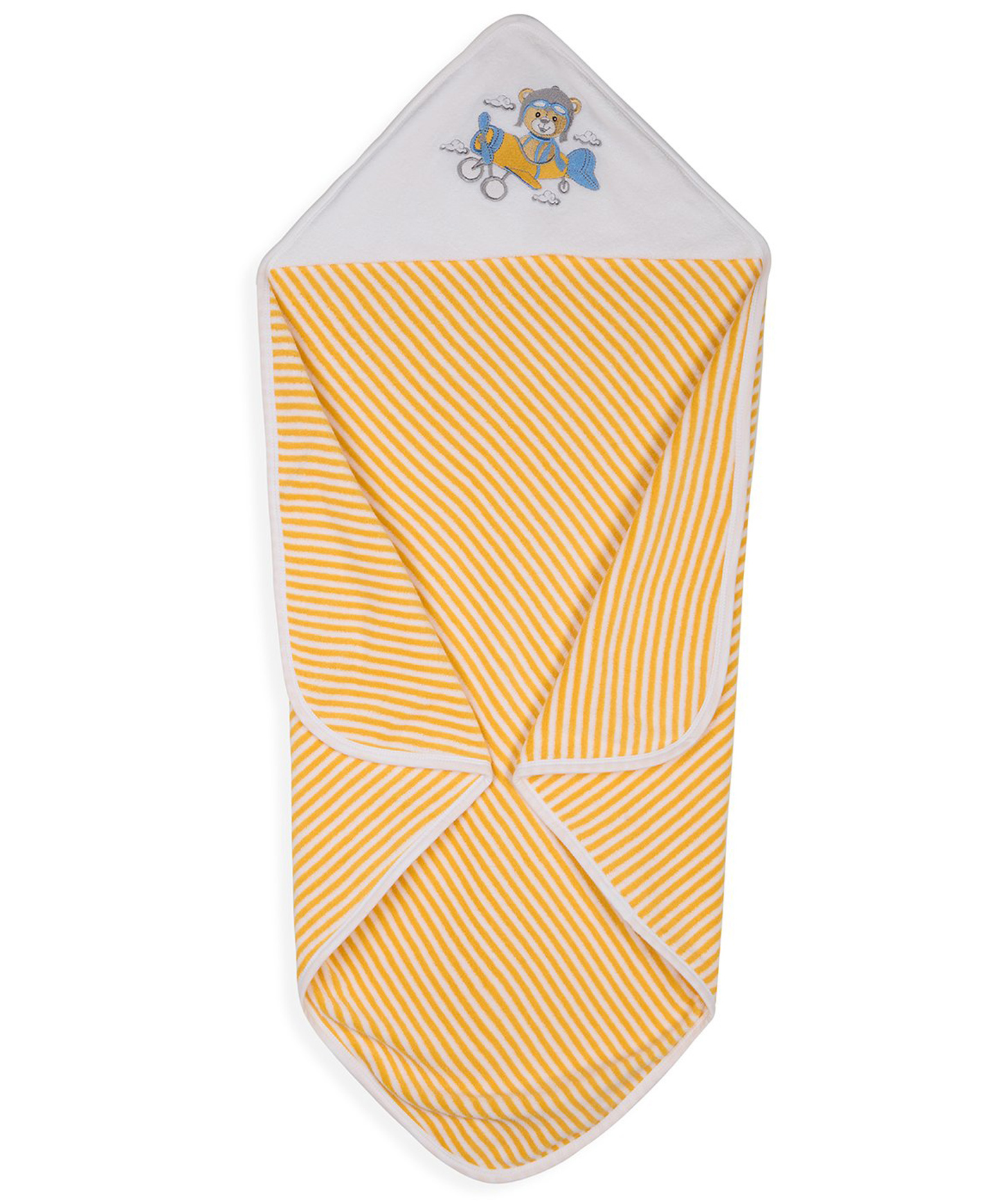My Milestones 100% Cotton Premium Hooded Towel with Aviator Benny Embroidery & Stripes L 76 X B 76 cm - Cream-picture-15