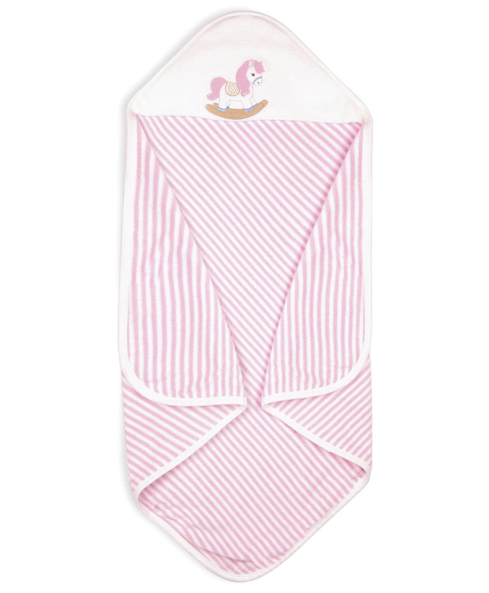 My Milestones 100% Cotton Premium Hooded Towel with Primrose Pony Embroidery & Stripes L 76 X B 76 cm - Pink-image-21