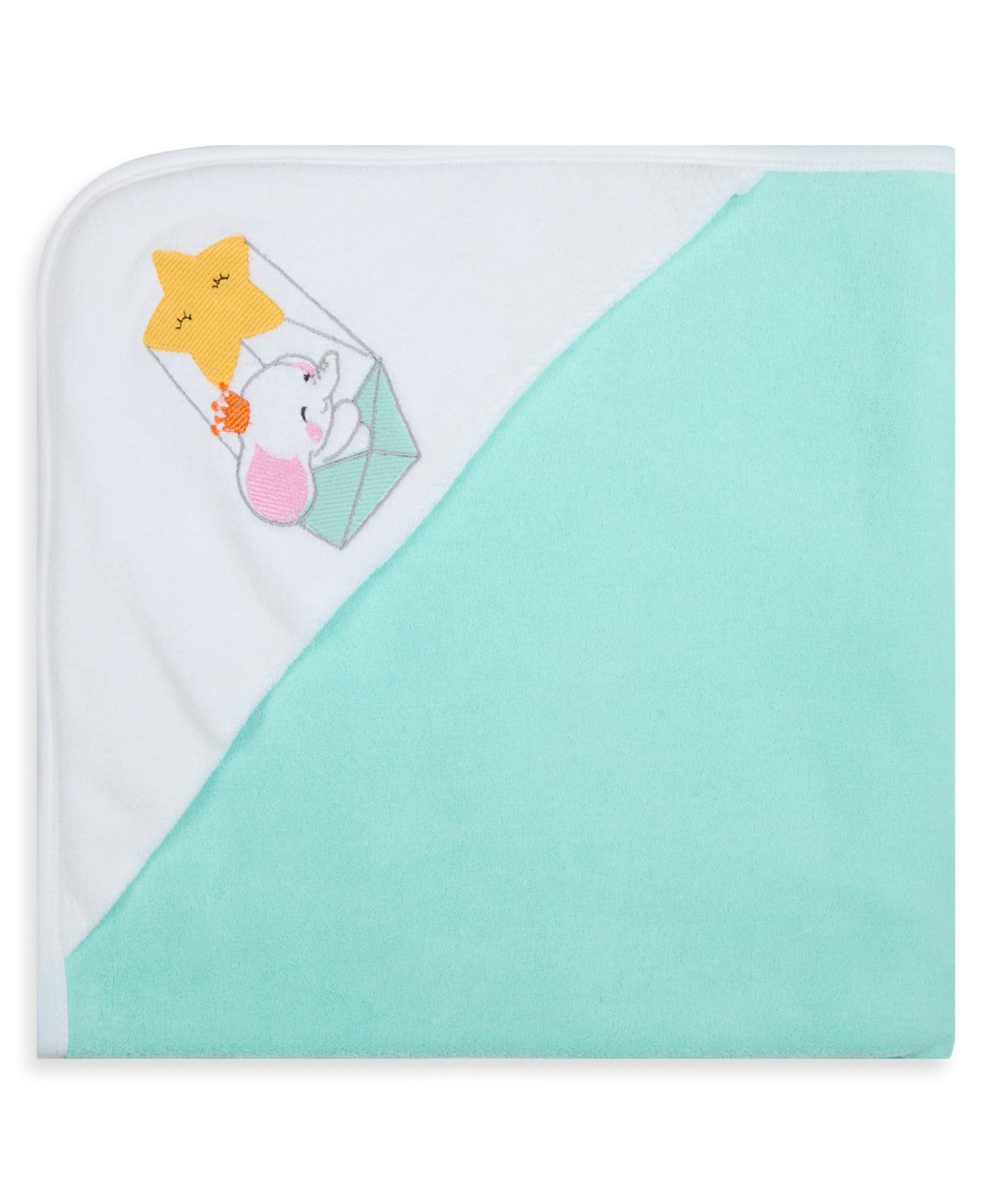 My Milestones 100% Cotton Premium Hooded Towel with Luna Ballon & Trunky Embroidery L 76 X B 76 cm - Sea Green-picture-40