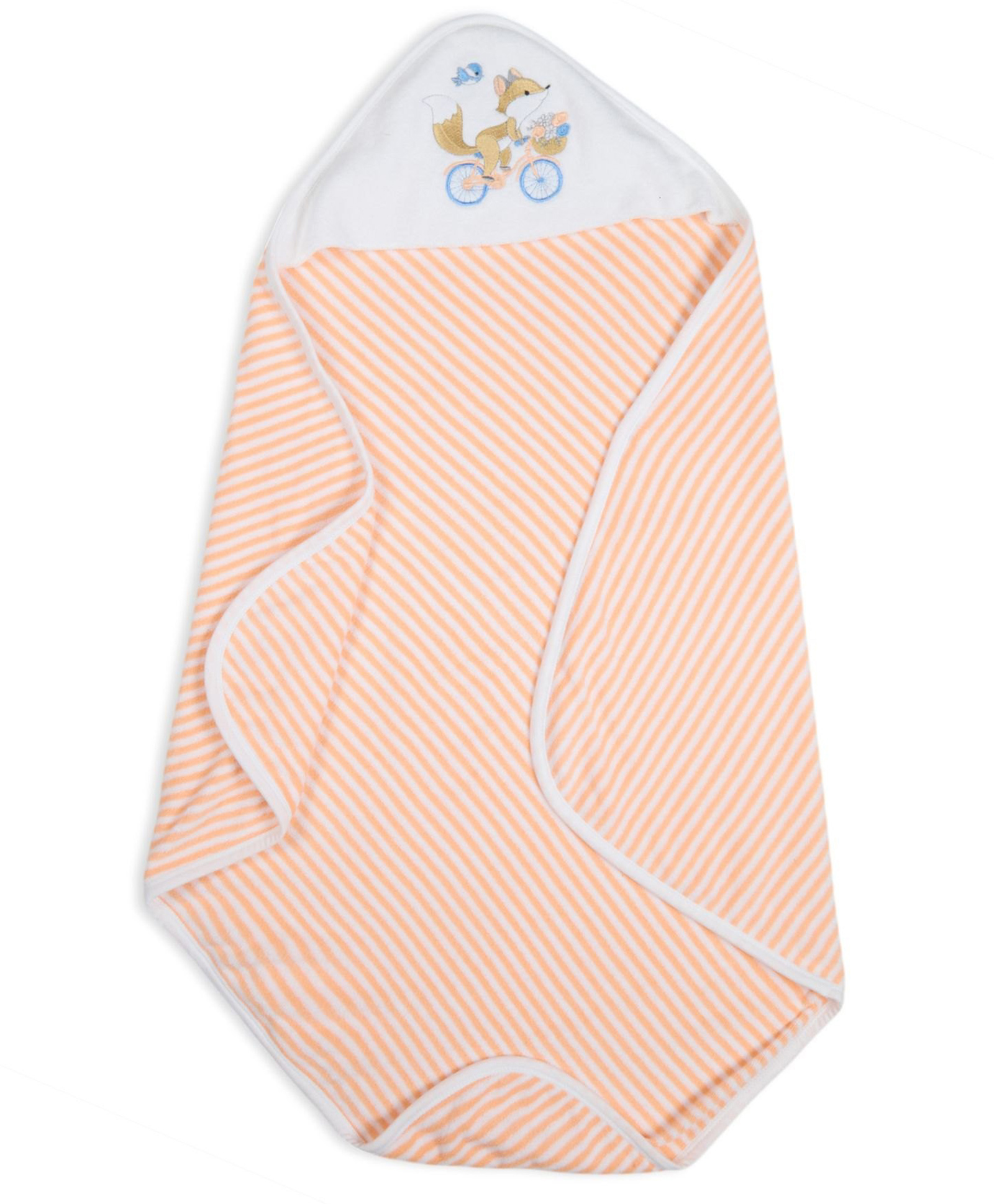 My Milestones 100% Cotton Premium Hooded Towel with Miss Marigold Embroidery & Stripes L 76 X B 76 cm - Peach-picture-14