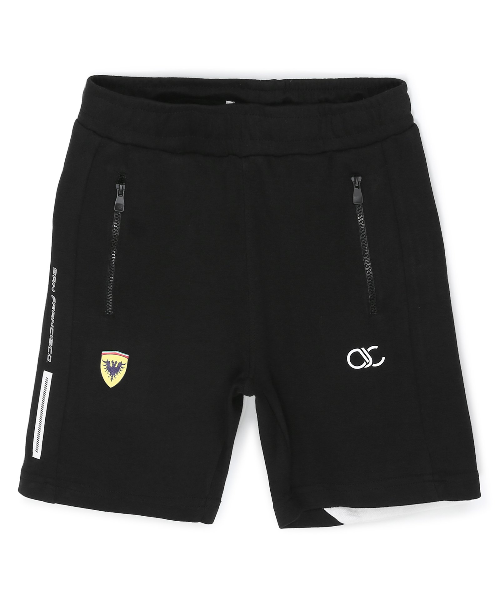 ALAN JONES Cotton Blend Knit Abstract Emblem Printed Shorts - Black-picture-12