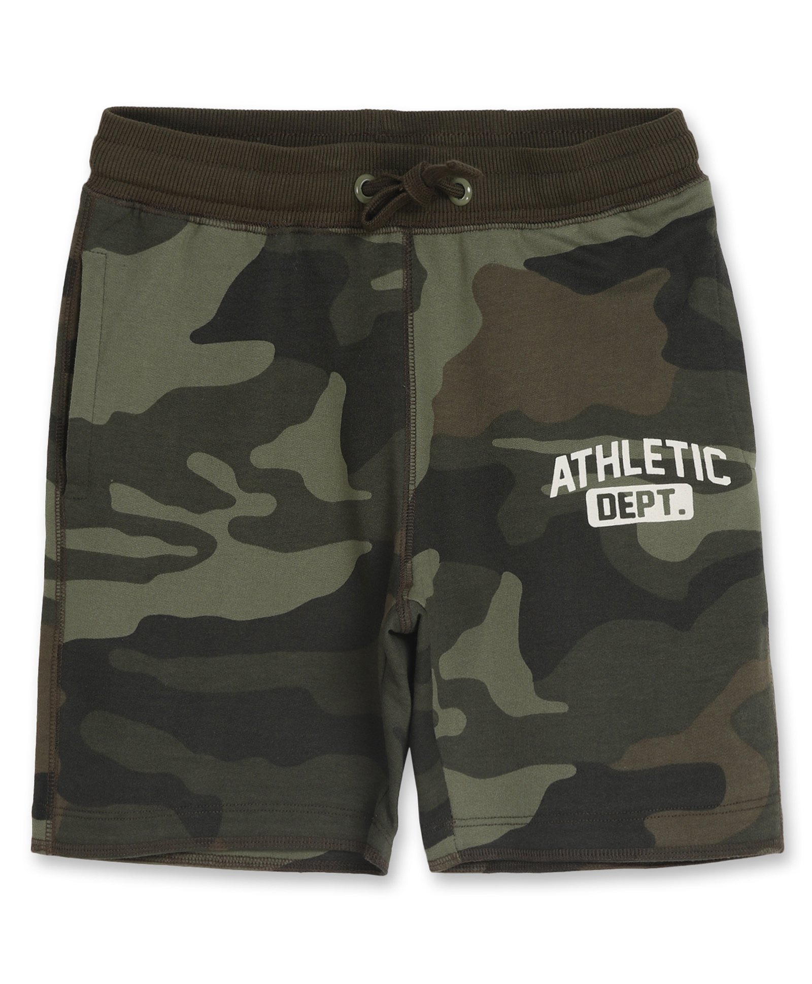 ALAN JONES Cotton Blend Knit Athletic Dept Text Printed Shorts - Khaki-image-44