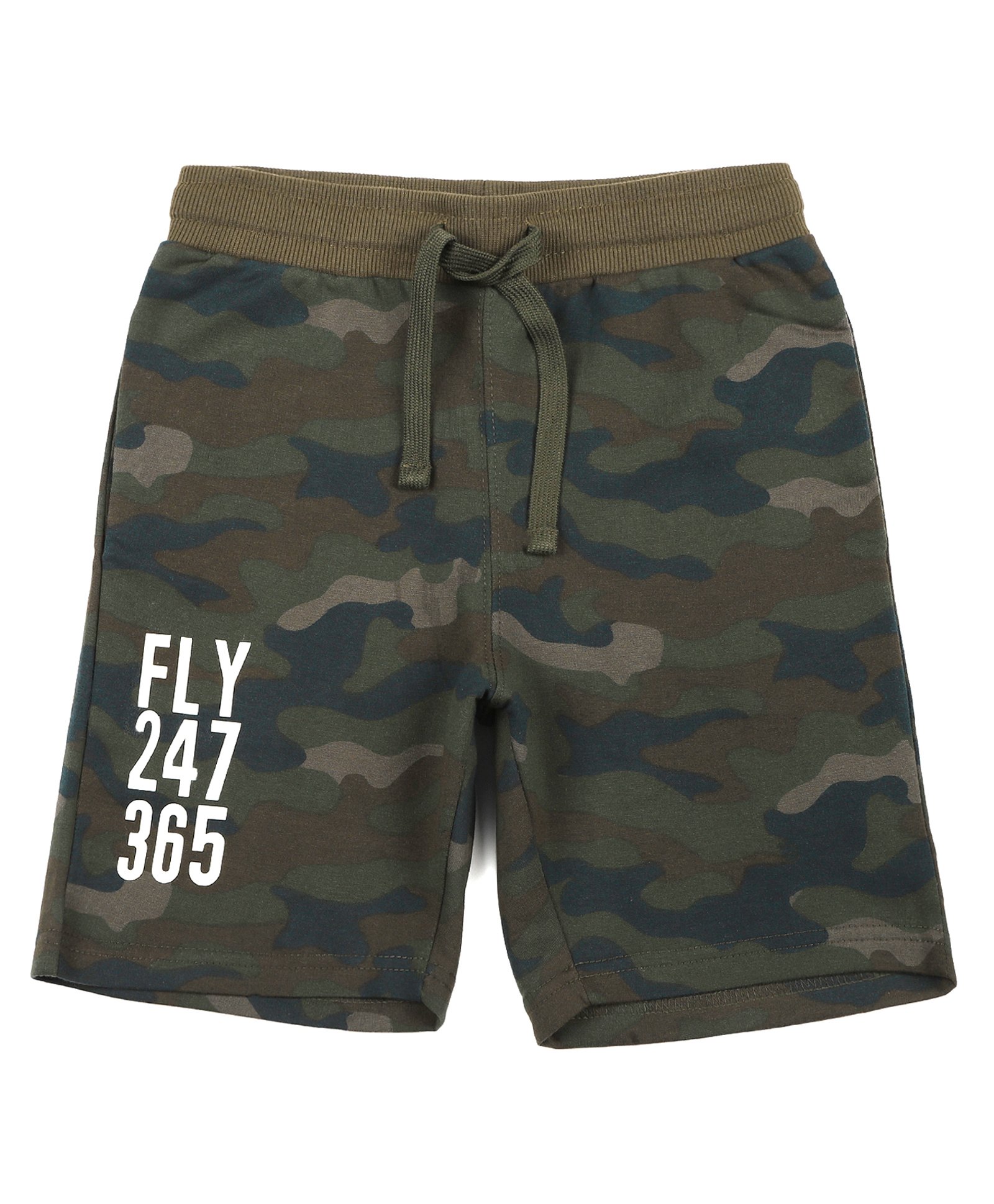 ALAN JONES Cotton Blend Knit Fly Text & Camouflage Printed Shorts - Green-picture-16