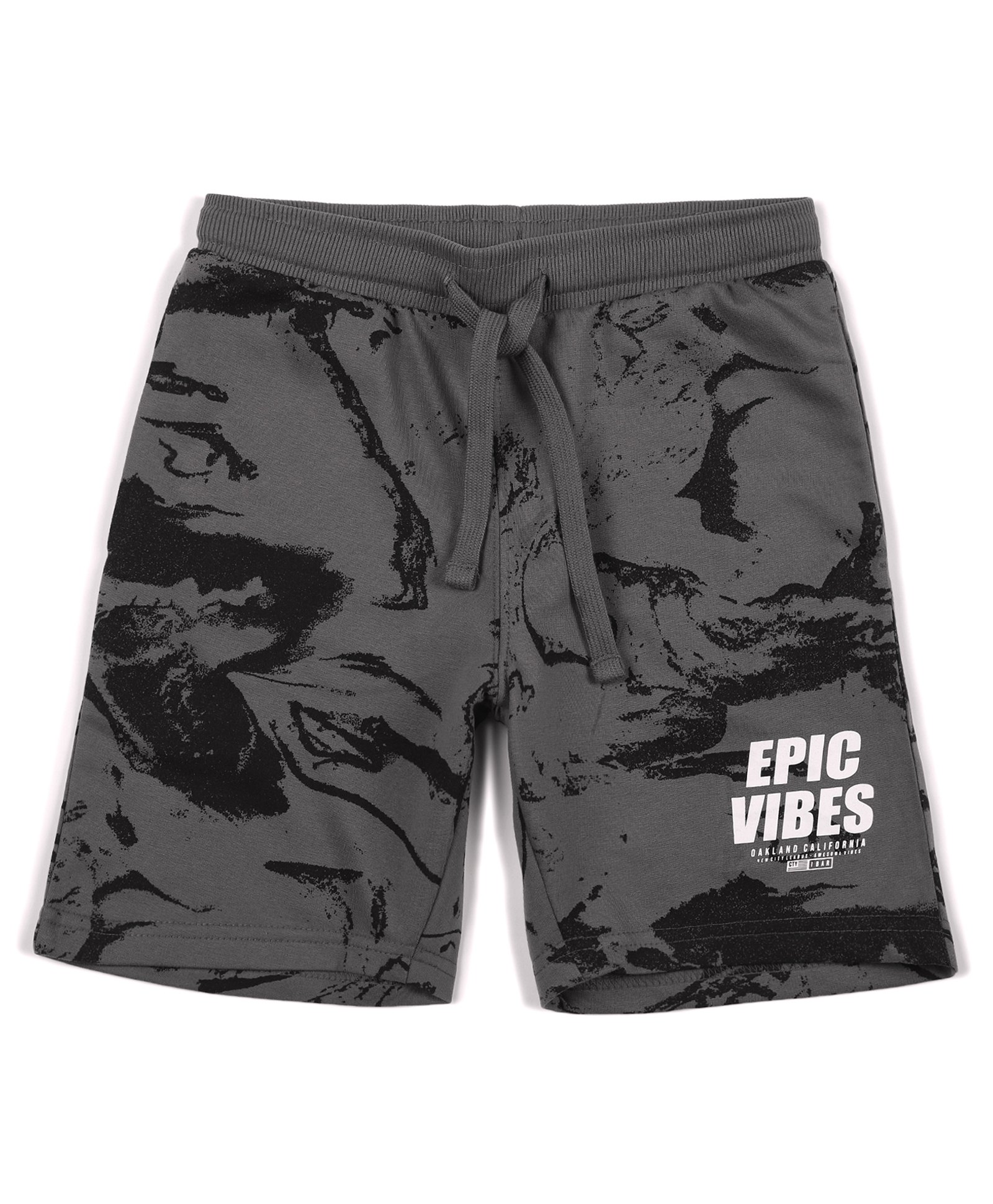 ALAN JONES Cotton Blend Knit Epic Vibes Text Shorts - Grey-picture-14