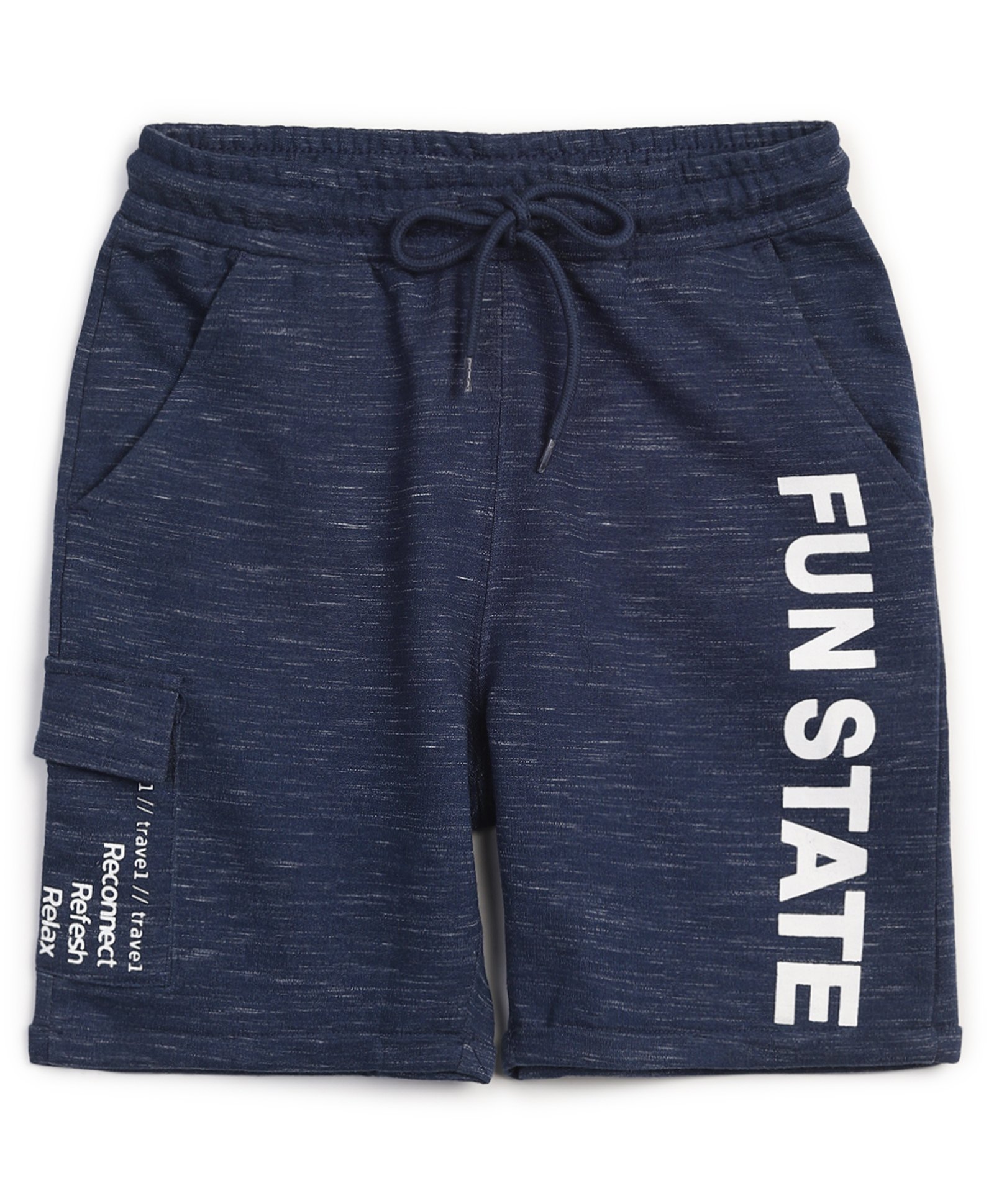 ALAN JONES Cotton Blend Knit Fun State Text Printed Shorts - Blue-picture-24
