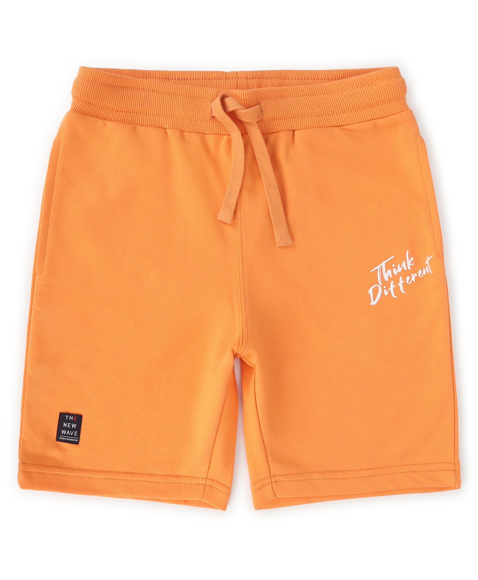 ALAN JONES Cotton Blend Knit Think Different Text Printed Shorts - Yellow-picture-27