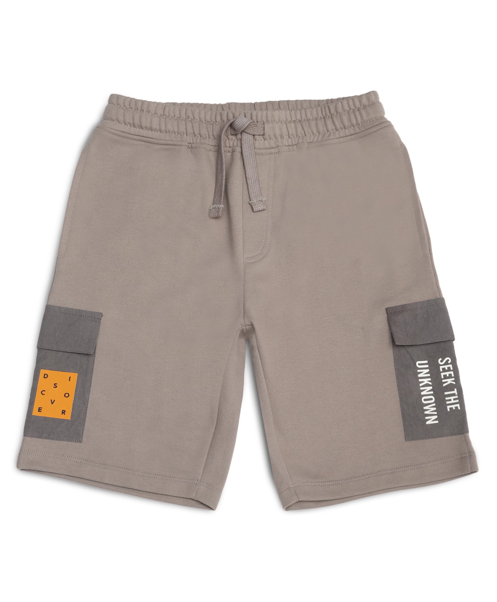 ALAN JONES Cotton Blend Knit Seek The Unknown Text Printed Shorts - Grey-picture-13