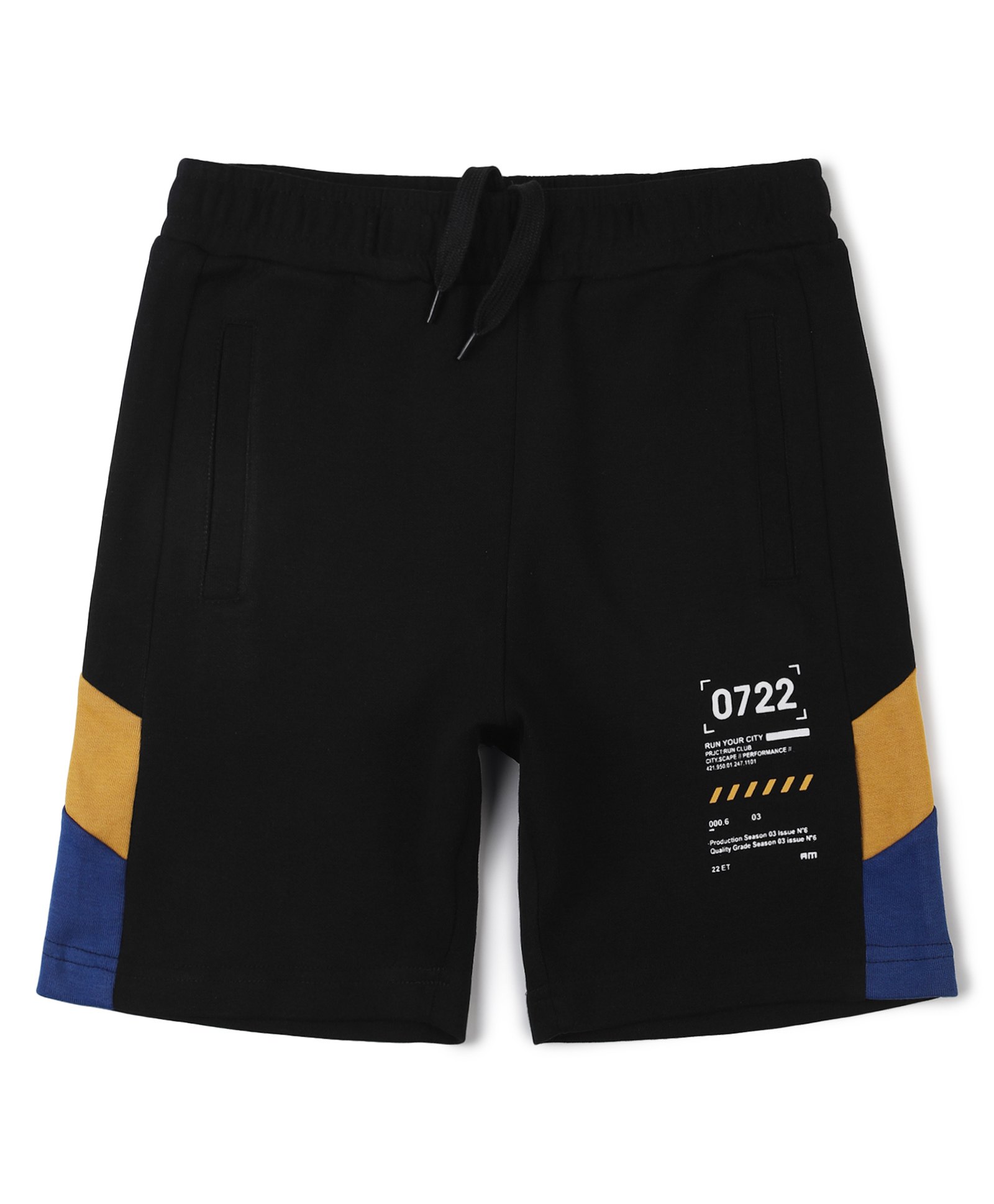 ALAN JONES Cotton Blend Knit Run Your City Text Printed Shorts - Black-image-36