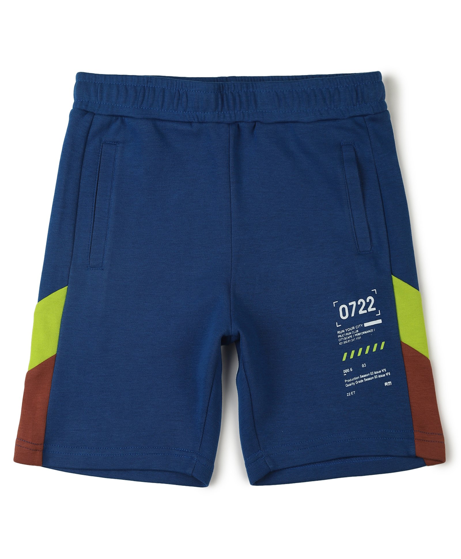 ALAN JONES Cotton Blend Knit Run Your City Text Printed Shorts - Royal Blue-picture-22