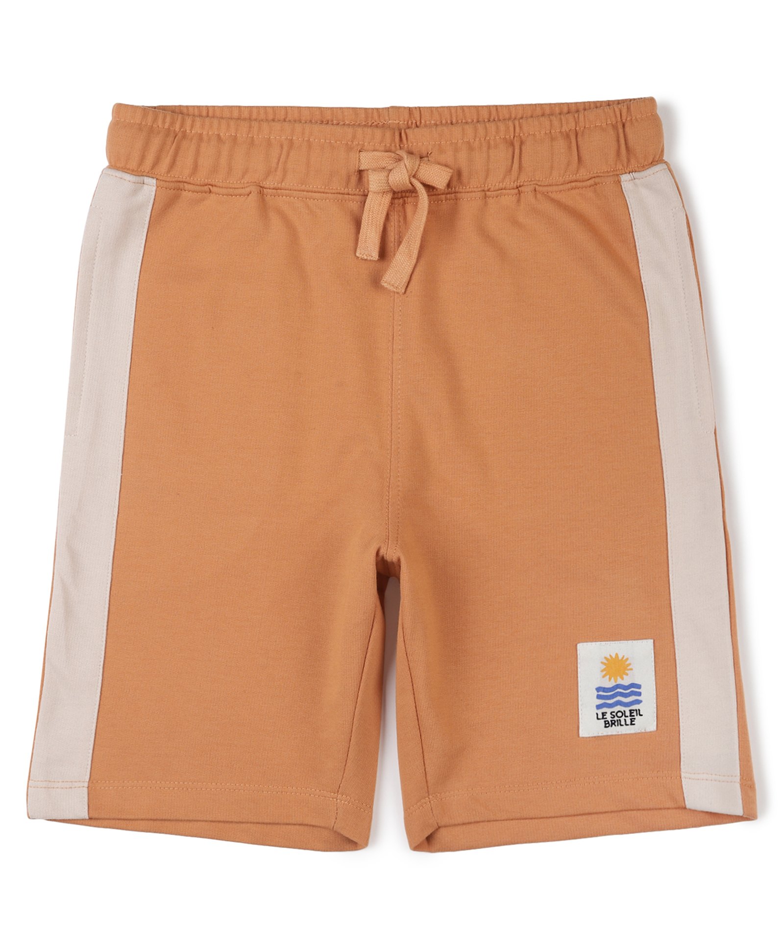 ALAN JONES Cotton Blend Knit Colour Blocked Shorts - Brown-picture-22