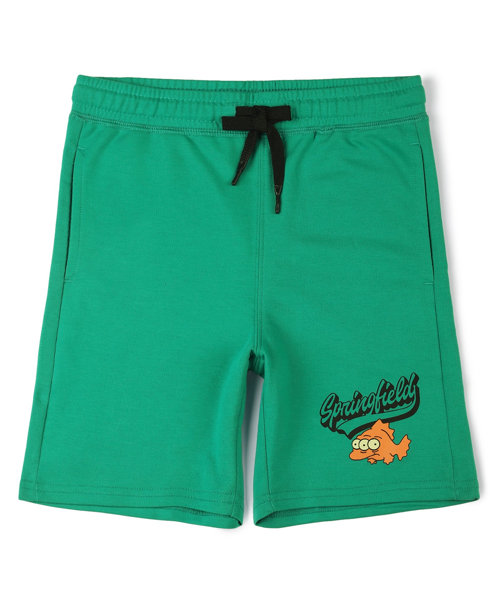 ALAN JONES Cotton Blend Knit Springfield Text Printed Shorts - Green-picture-10
