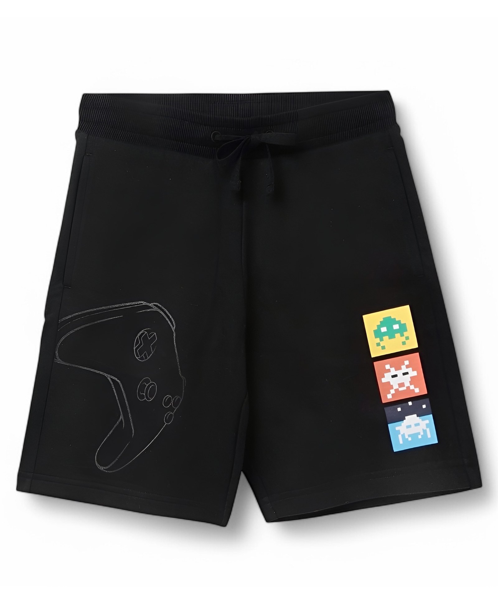 ALAN JONES Cotton Blend Knit Aliens Printed Shorts - Black-picture-13