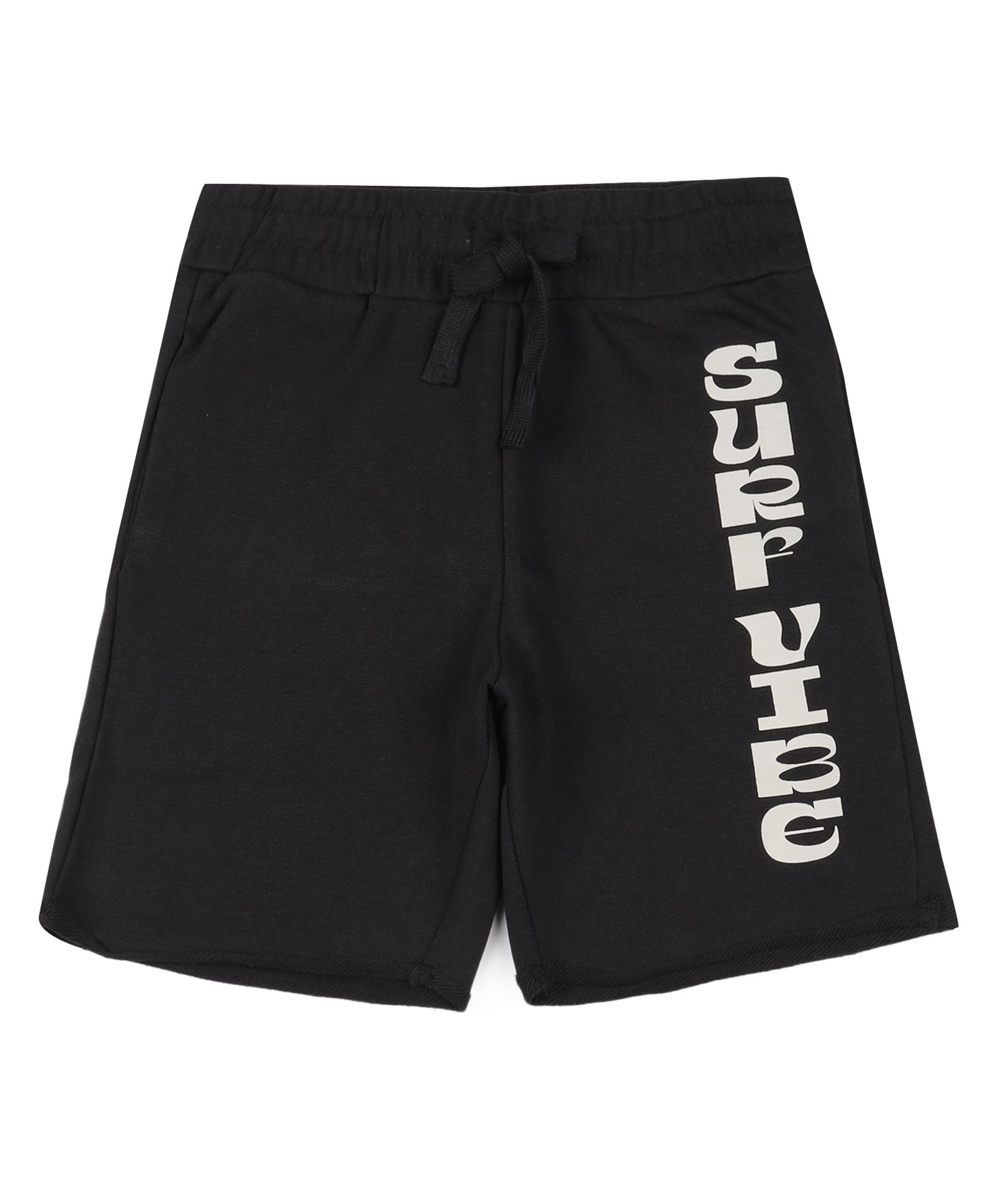 ALAN JONES Cotton Blend Knit Surf Vibe Text Printed Shorts - Black-picture-16