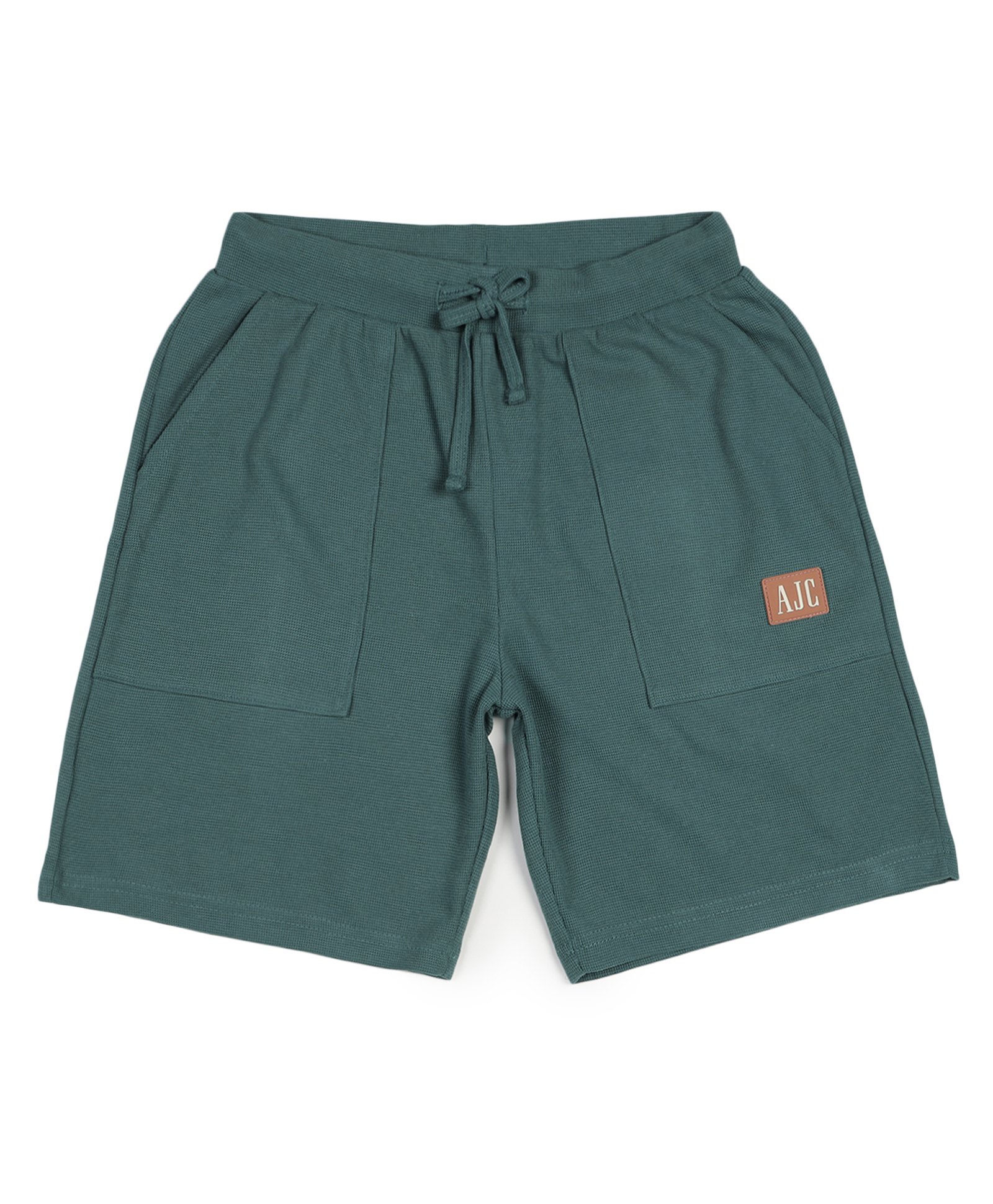 ALAN JONES Cotton Blend Knit AJC Text Patch Detailed Shorts - Green-picture-21