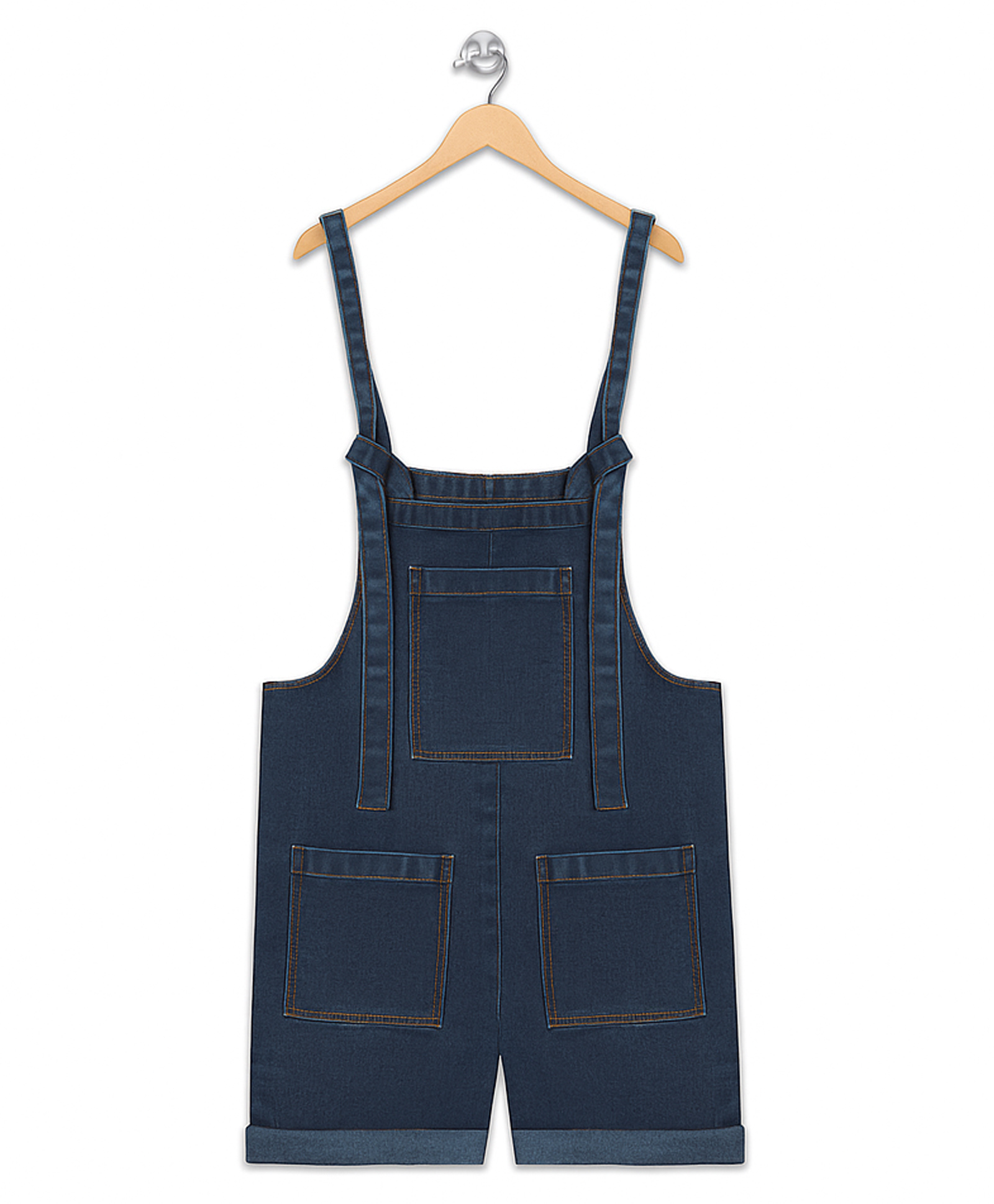 Olele Denim Woven Sleeveless Solid Dungaree - Blue-picture-17
