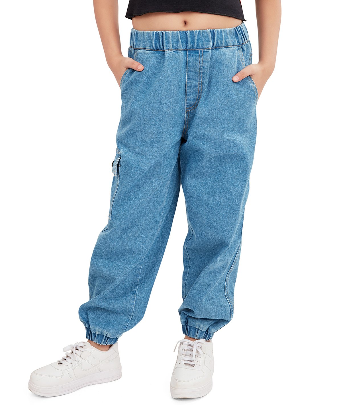 Olele Cotton Denim Woven Solid Baggy Fit Jeans - Blue-picture-13