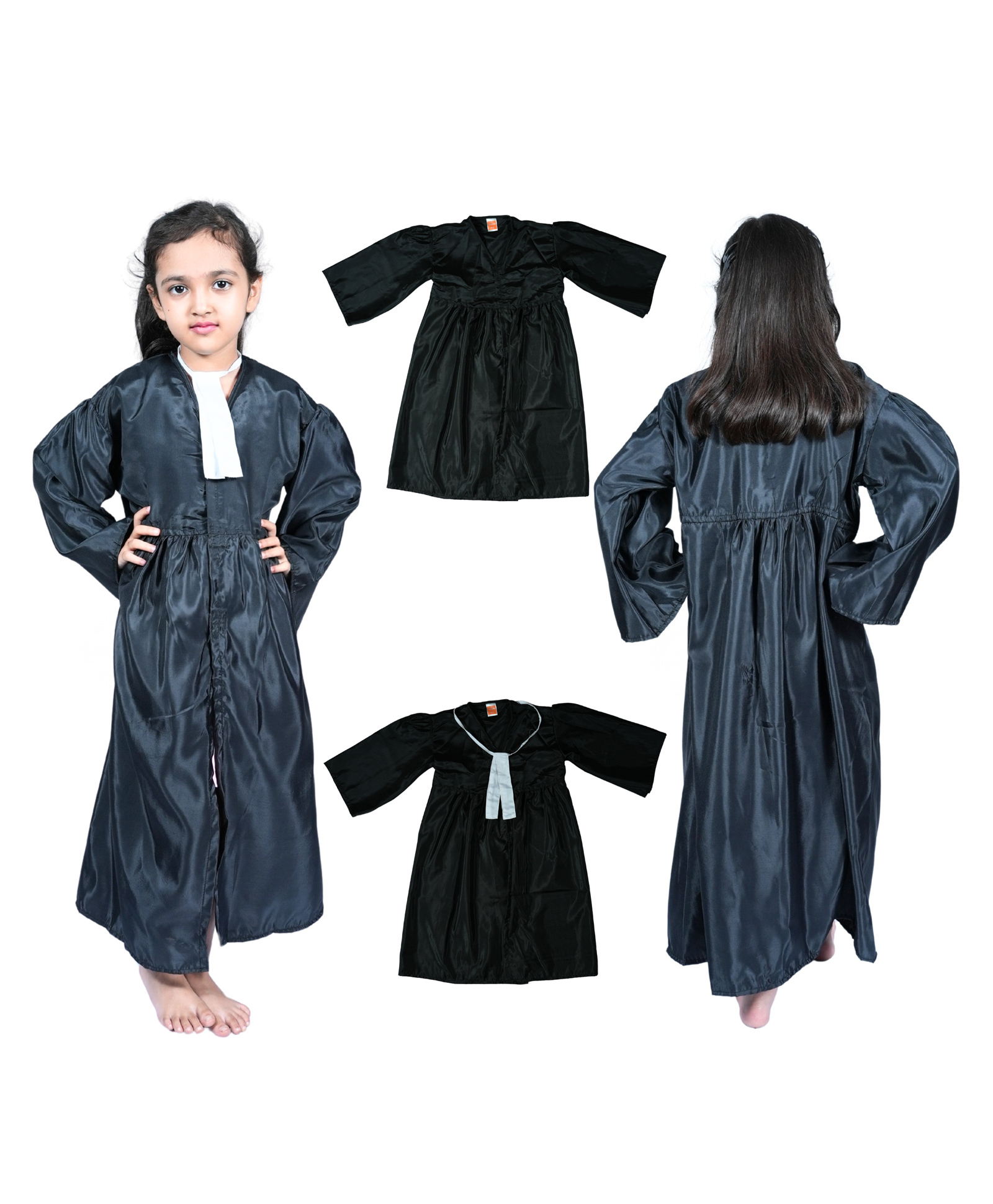 Sarvda Premium Silk Woven Full Sleeves Lawyer Costume With Tie Set - Black-picture-18