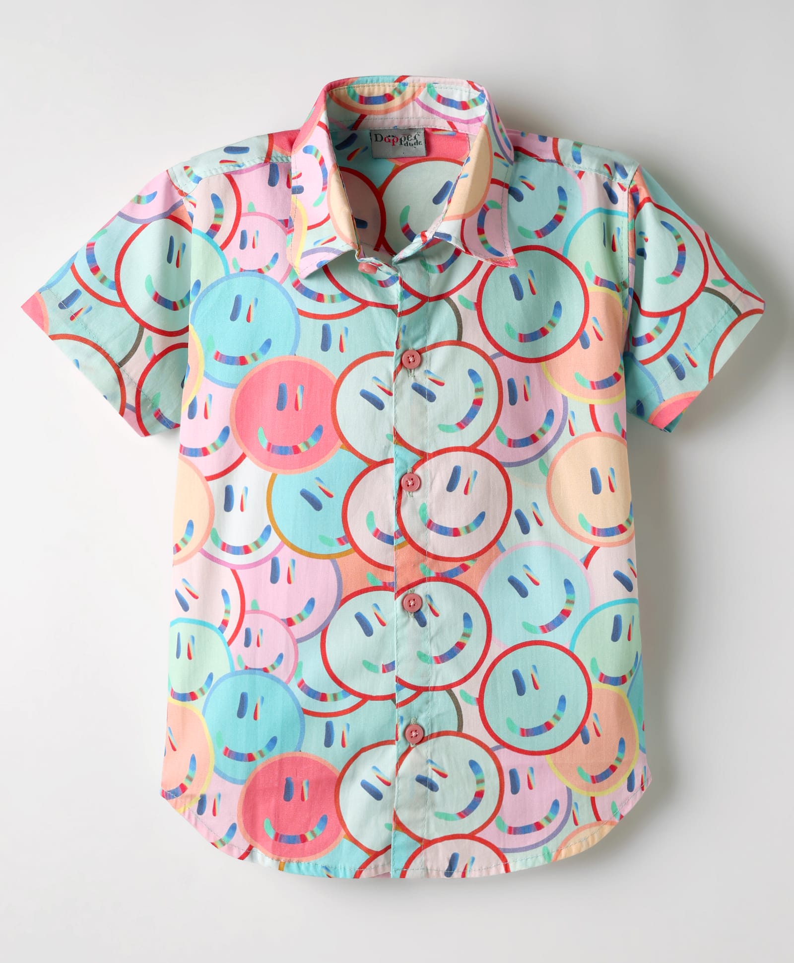 Dapper Dudes Half Sleeves Smiley Printed Shirt - Pink-image-30