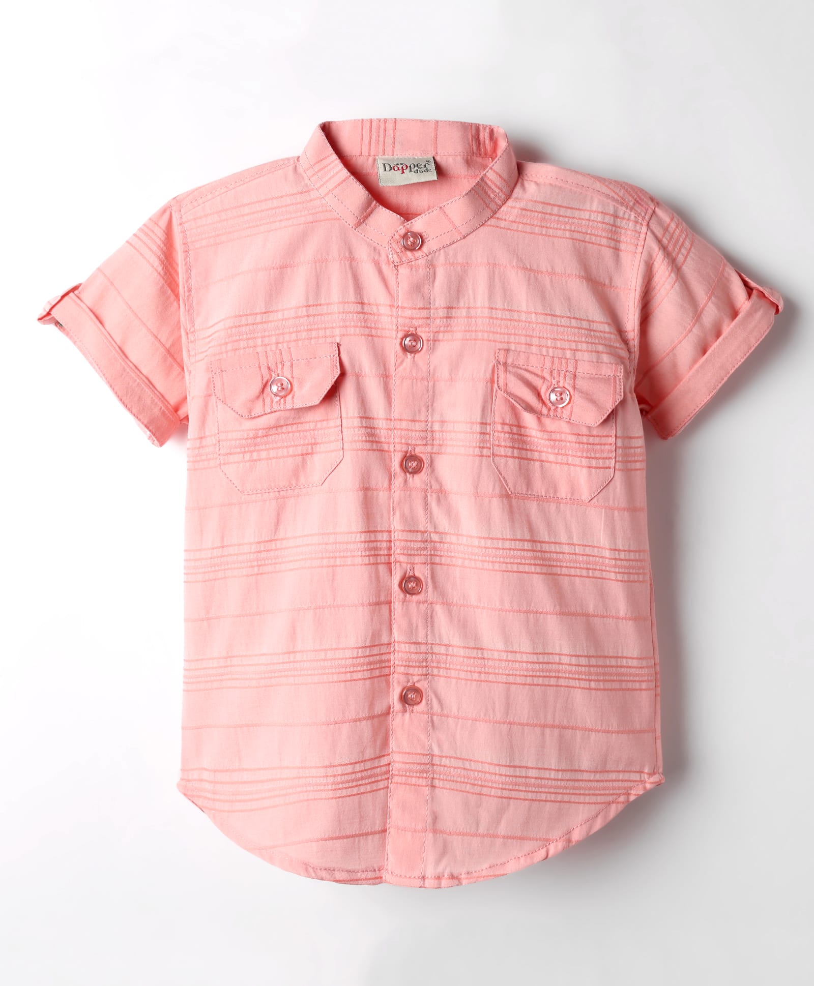 Dapper Dudes Half Sleeves Striped Shirt - Peach-picture-16