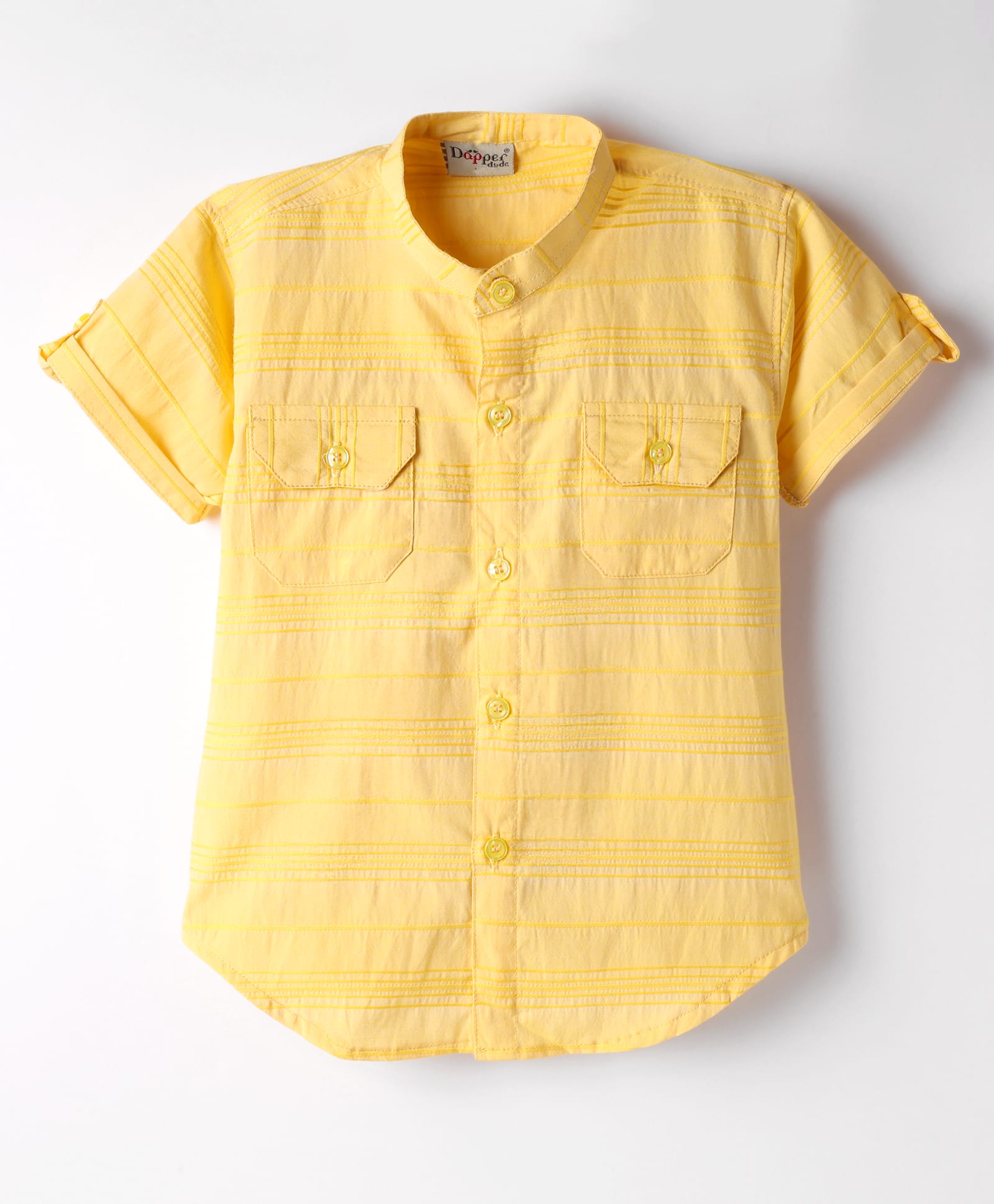 Dapper Dudes Half Sleeves Striped Shirt - Yellow-picture-15
